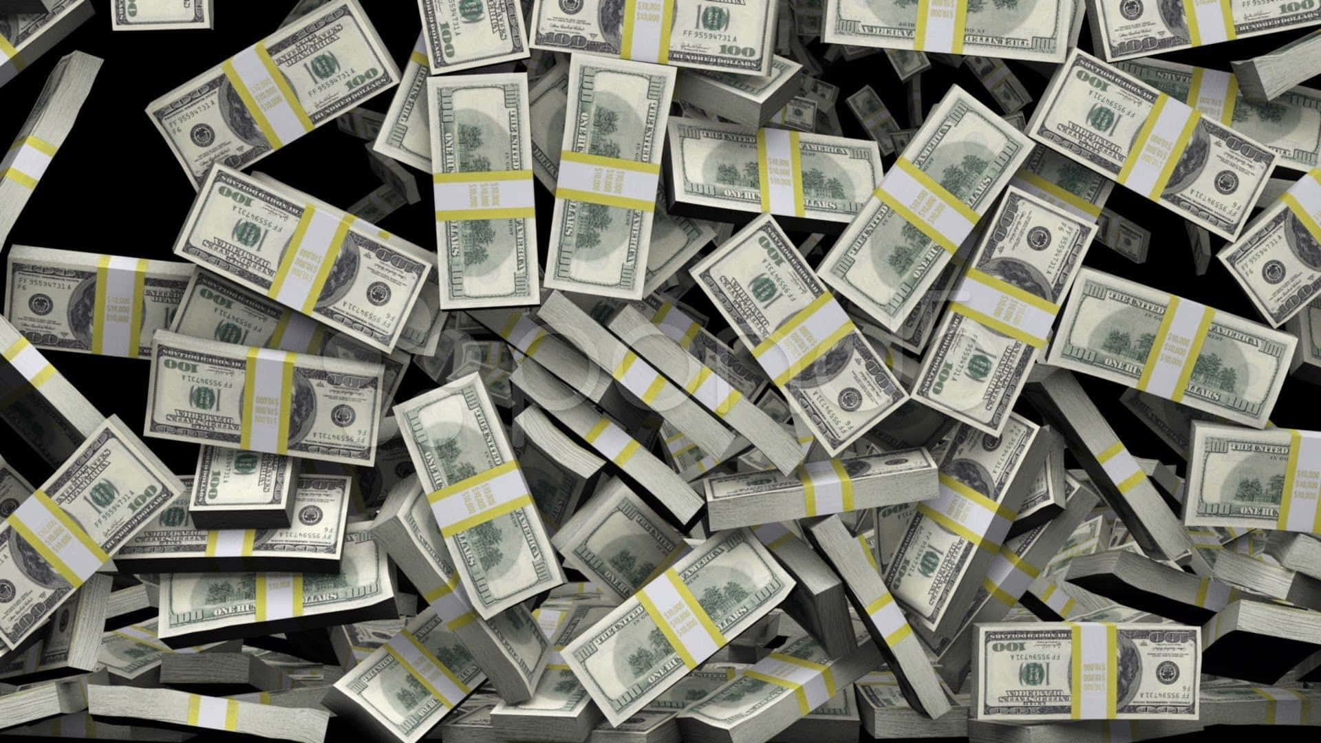 Money Motivation, bundled $100 US dollar bills, black background, Full HD Desktop Wallpaper