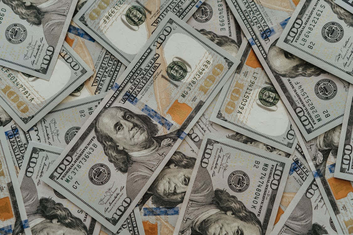 100 dollar bill, green, orange, SD Desktop Wallpaper
