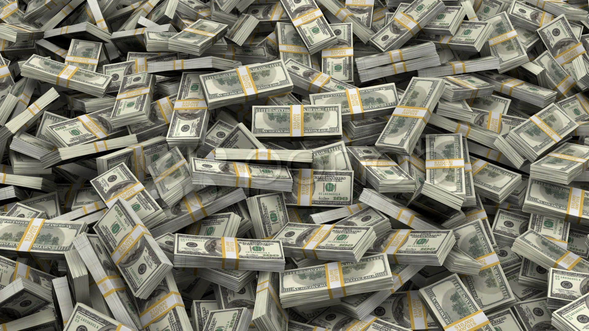 100 dollar bill bundles, bundled one hundred dollar bills, vast pile, Full HD Desktop Wallpaper