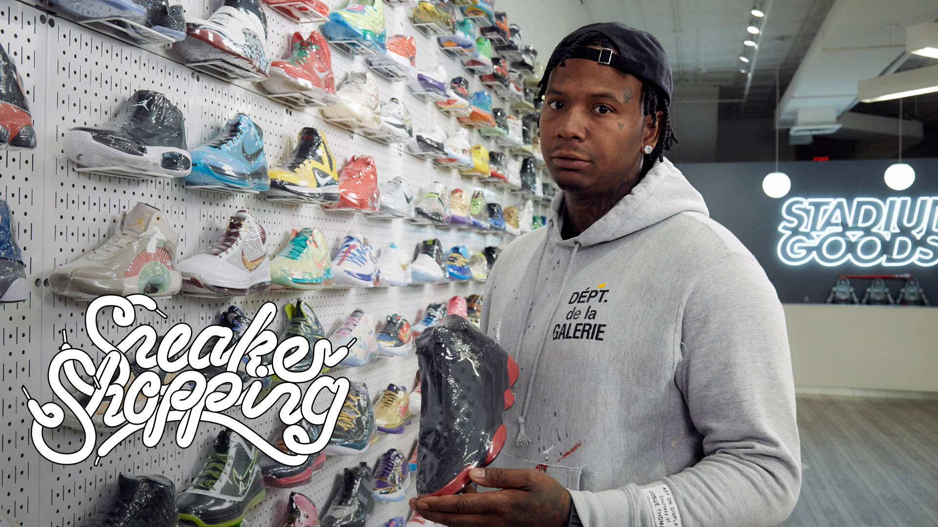 Moneybagg Yo, sneaker store, grey hoodie, Full HD Desktop Wallpaper