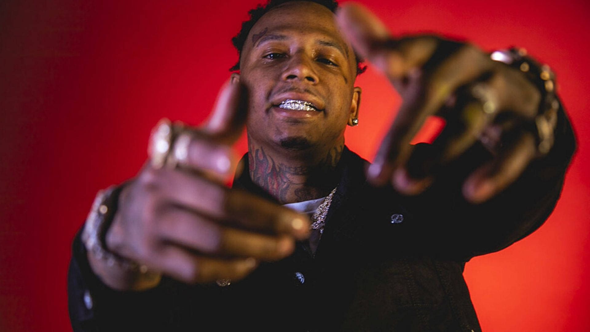Moneybagg Yo, tattoos, diamond grill, Full HD Desktop Wallpaper
