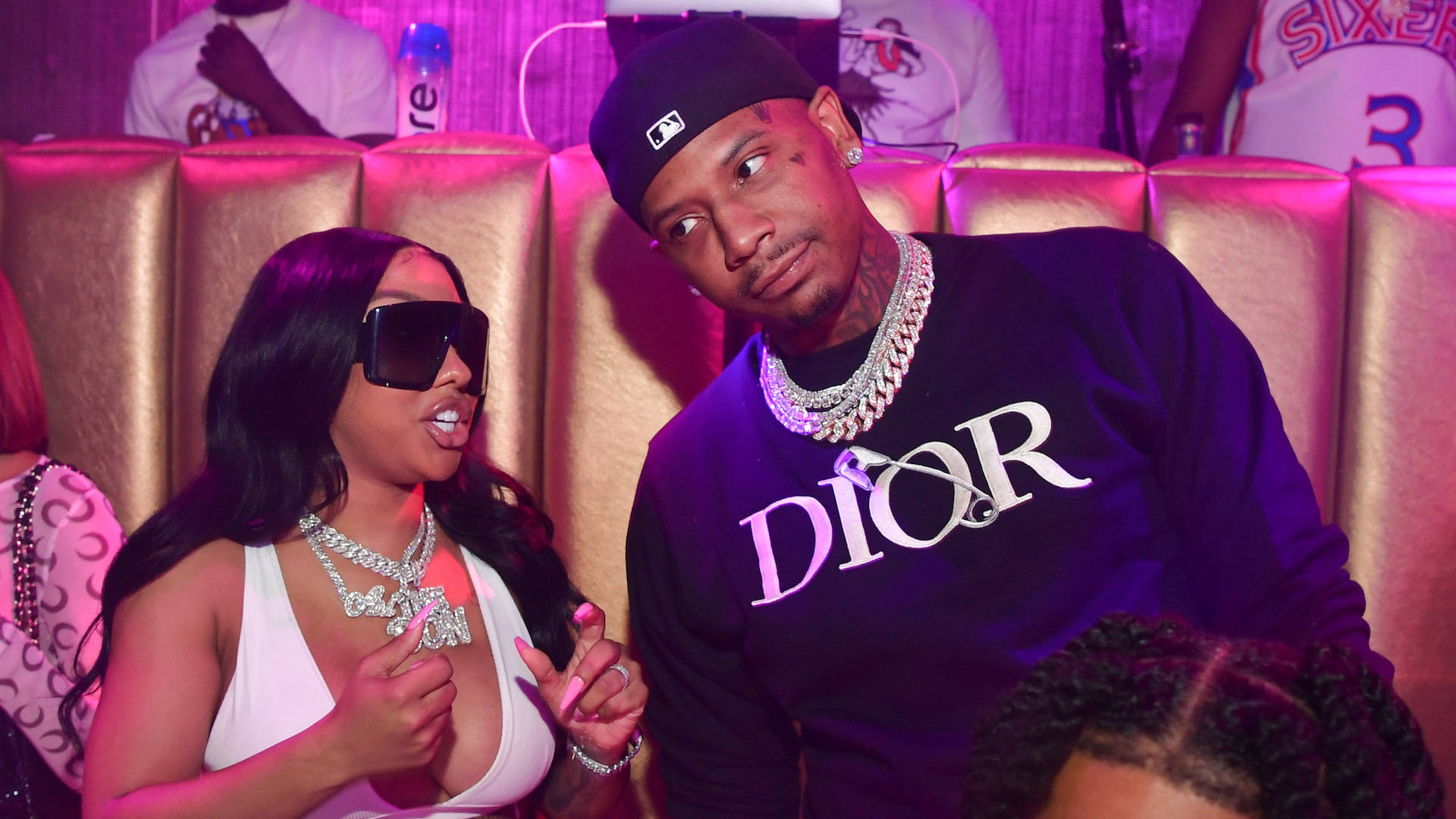 Moneybagg Yo, neon-lit nightclub, pink lighting, Full HD Desktop Wallpaper
