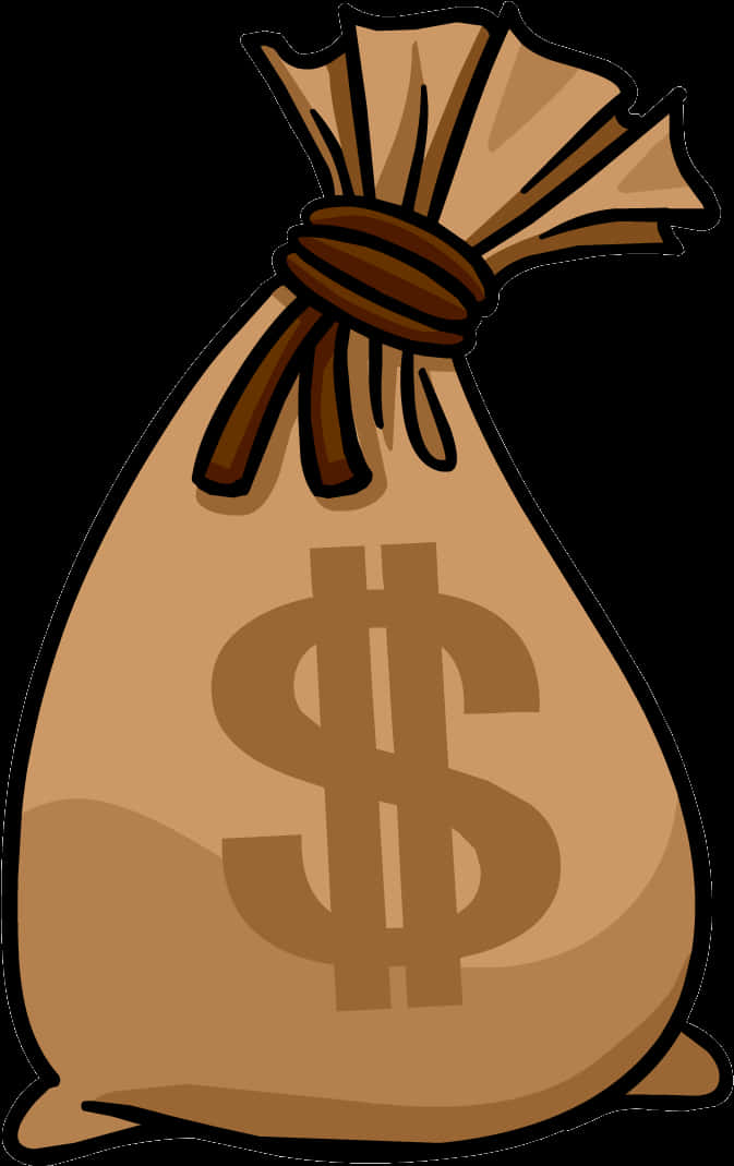money bag, cartoon-style, brown, SD Phone Wallpaper