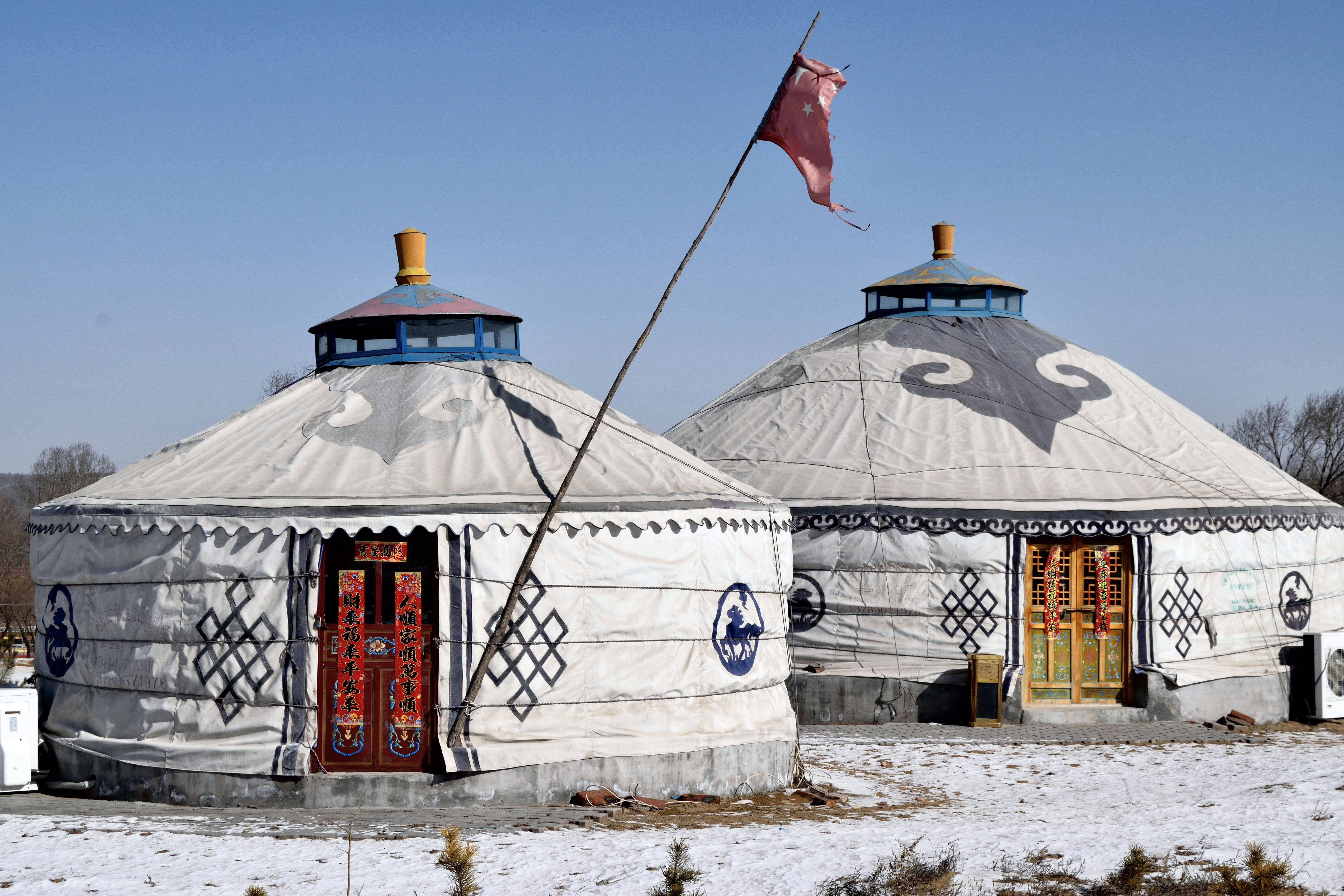 Mongolia, white tent, yurts, 5K Desktop Wallpaper