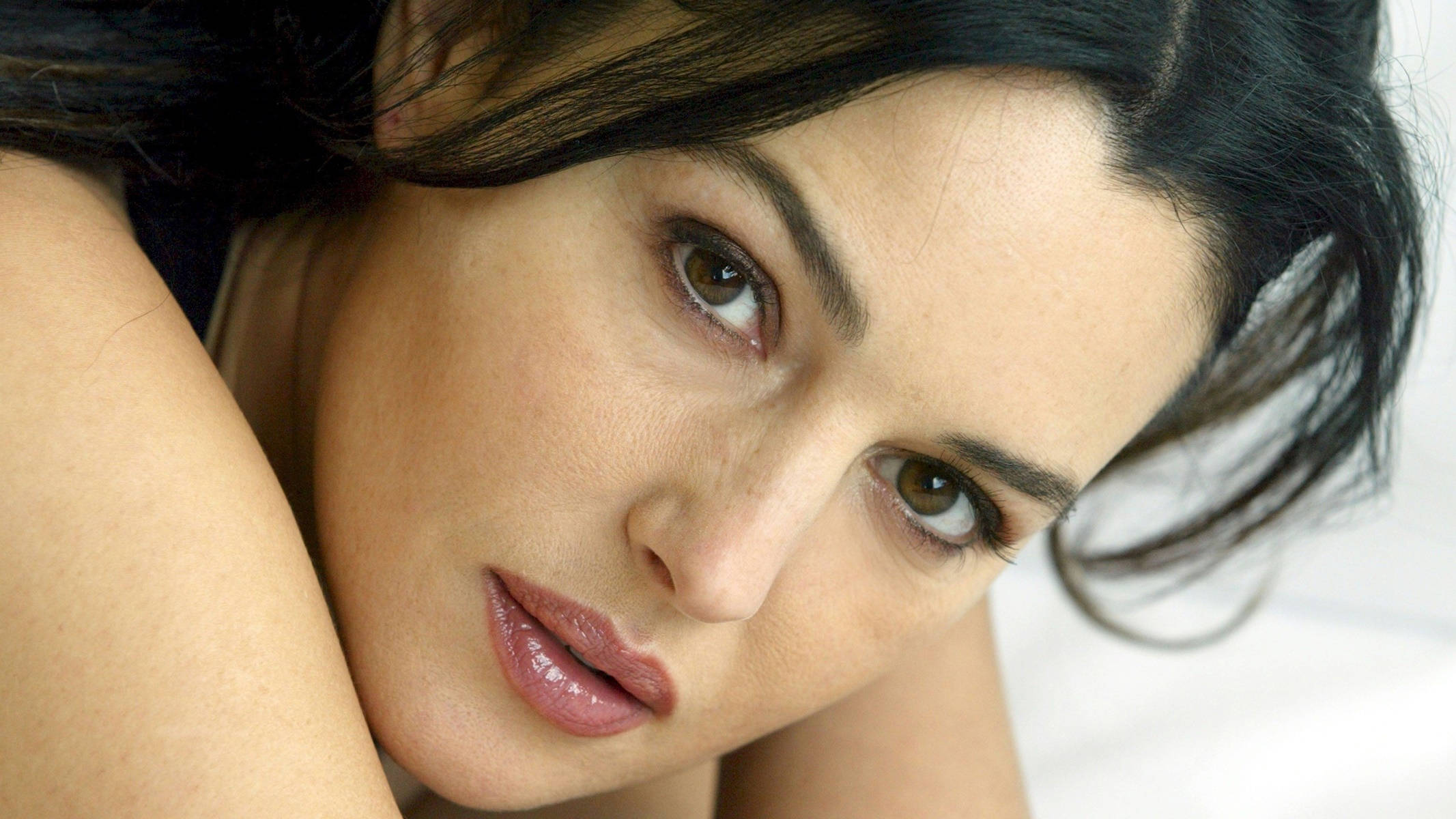 Monica Bellucci, dark hair, intense brown eyes, Full HD Desktop Wallpaper