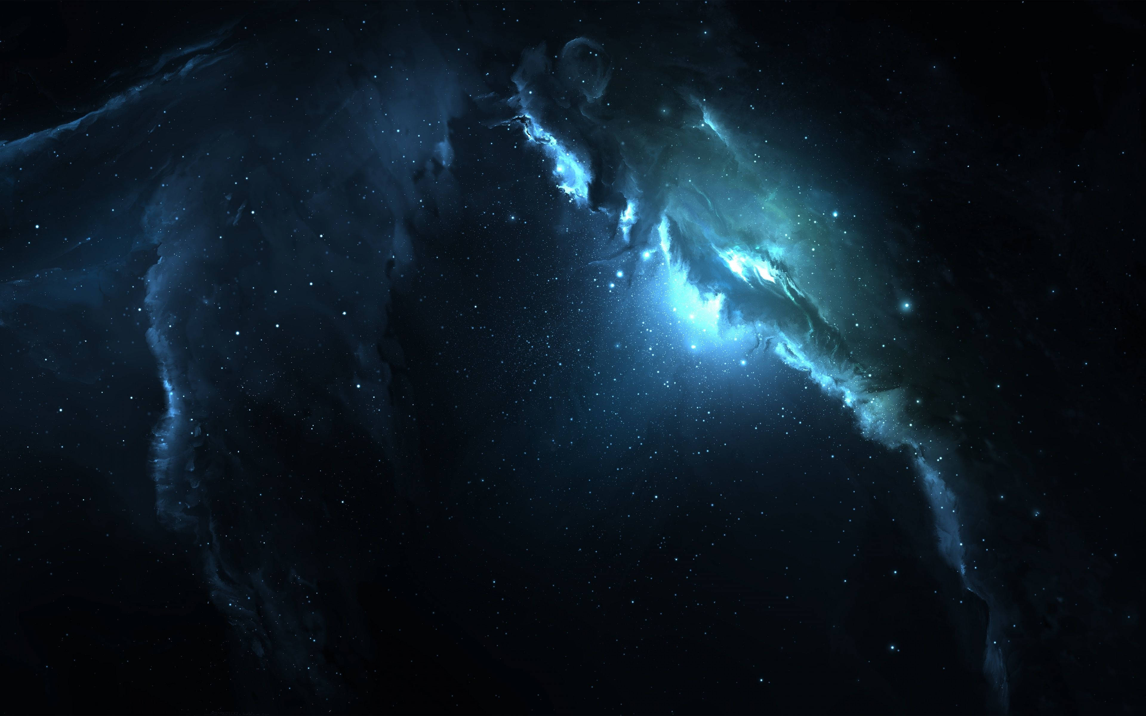 milky way, luminous blue nebula, twinkling stars, 4K Desktop Wallpaper
