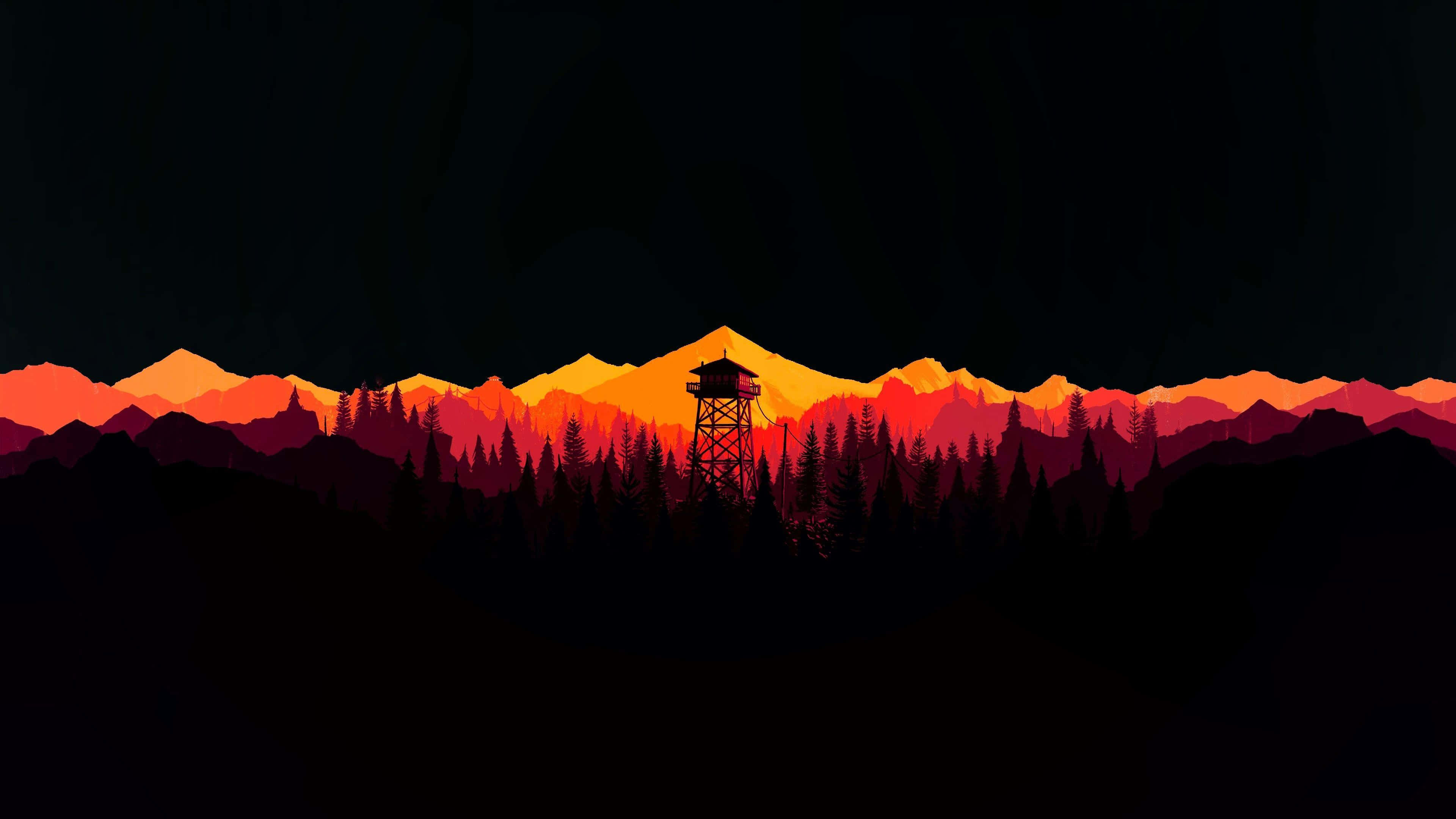 OLED Monitor, fiery orange, red mountain range, 4K Desktop Wallpaper