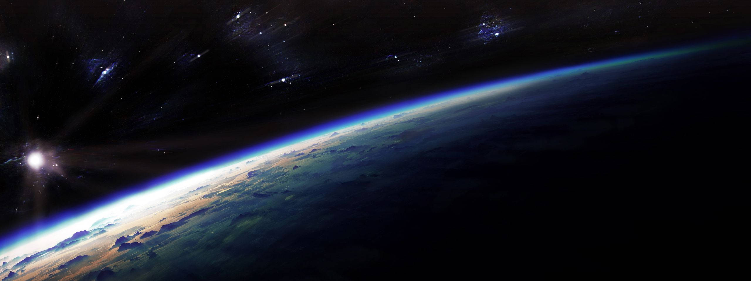 Monitor, Earth, curved horizon, 2K Desktop Wallpaper