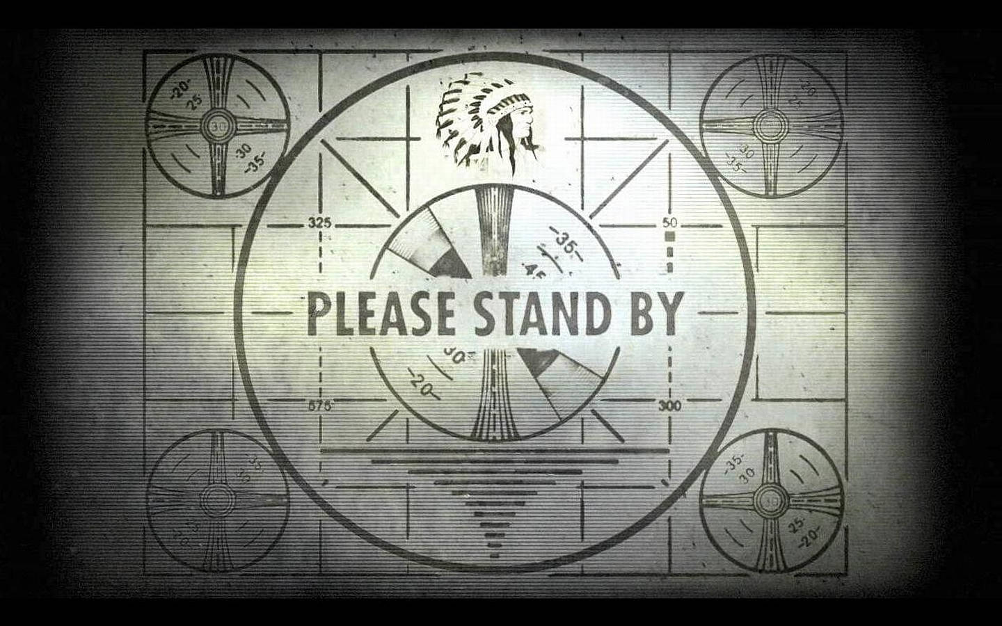 vintage radar screen, PLEASE STAND BY, Native American headdress icon, HD Desktop Wallpaper