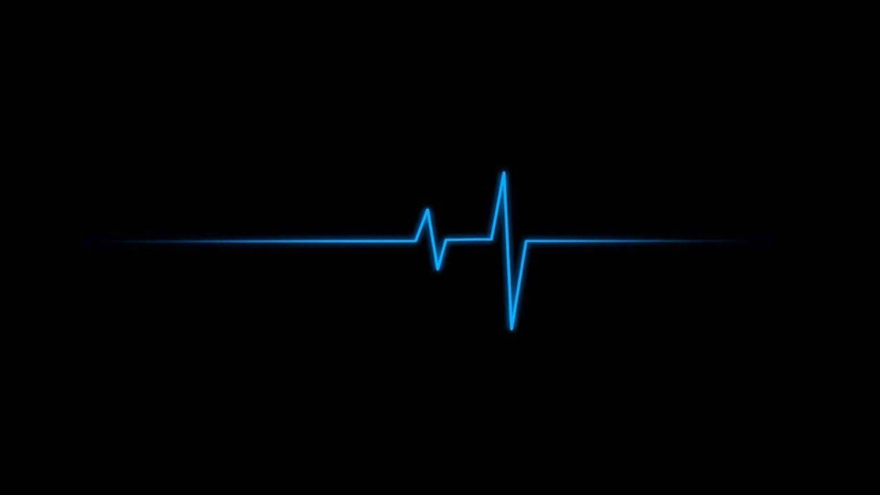 glowing blue heartbeat line, stark black background, digital life monitor, HD Desktop Wallpaper