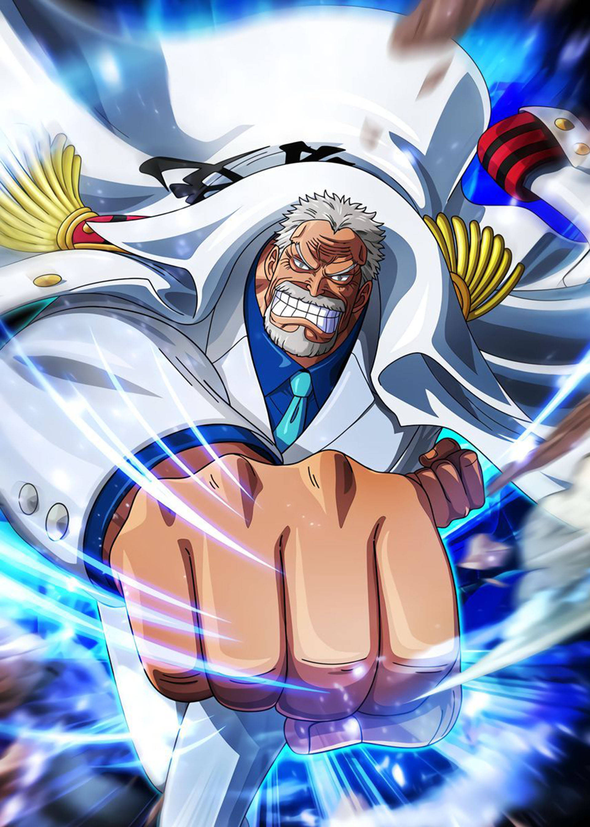 Monkey D Garp, white hair, beard, 2K Phone Wallpaper