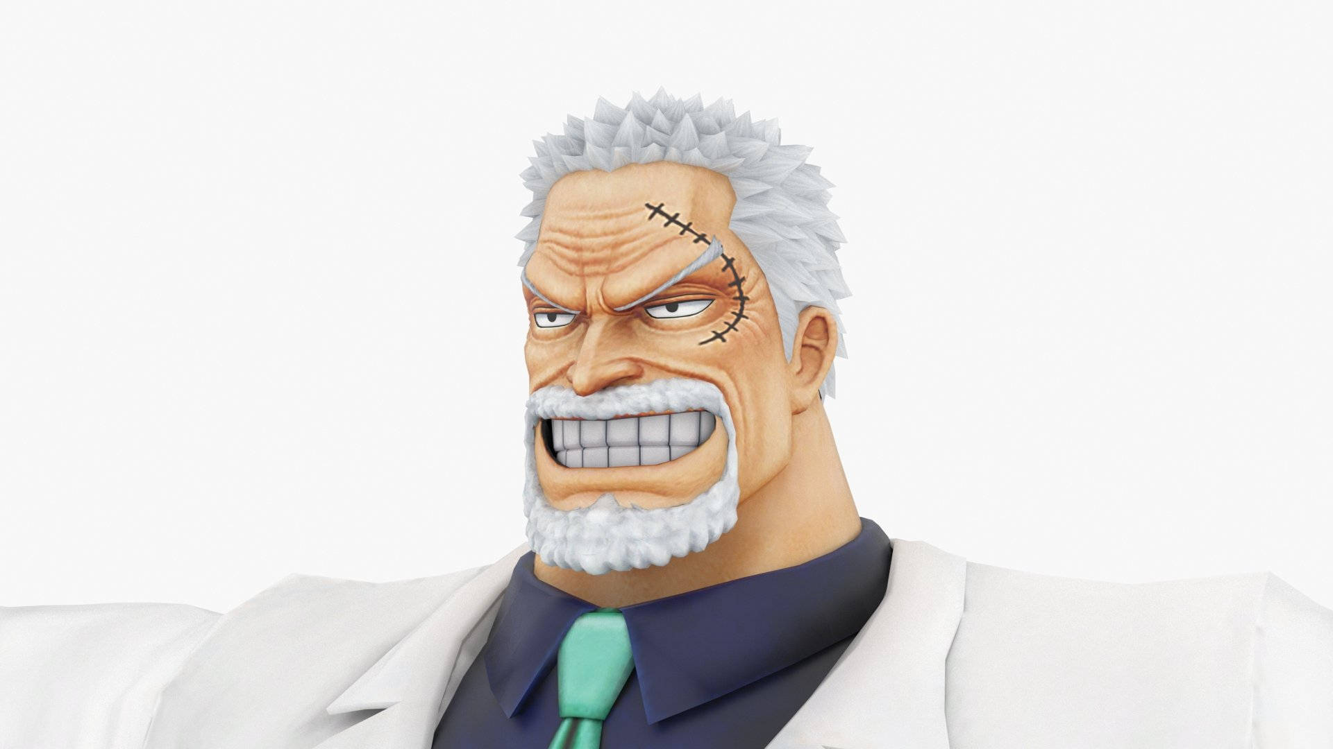 Monkey D Garp, white spiky hair, stitched eyebrow, Full HD Desktop Wallpaper