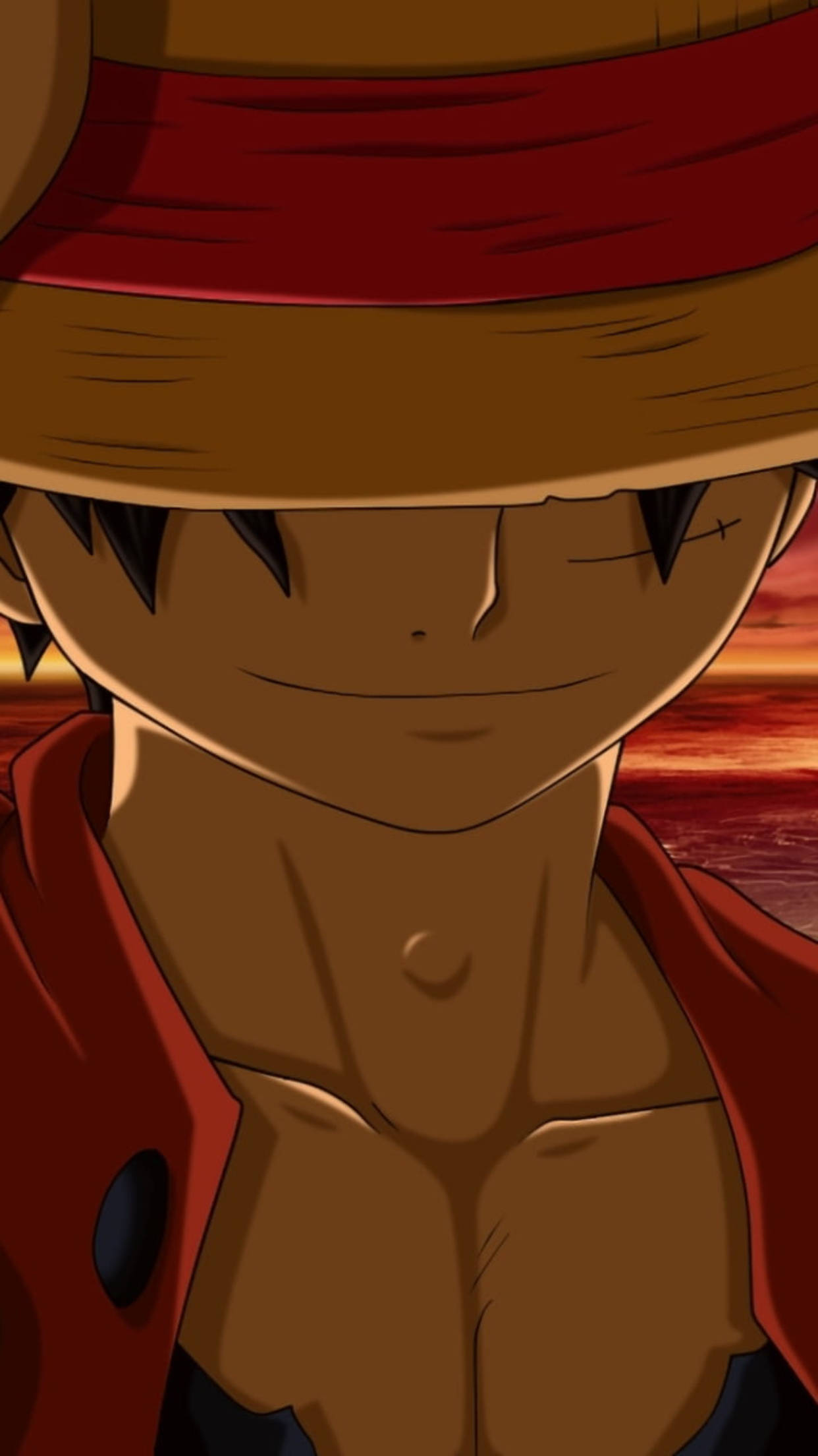 Monkey D Luffy, straw hat, red coat, Full HD Phone Wallpaper