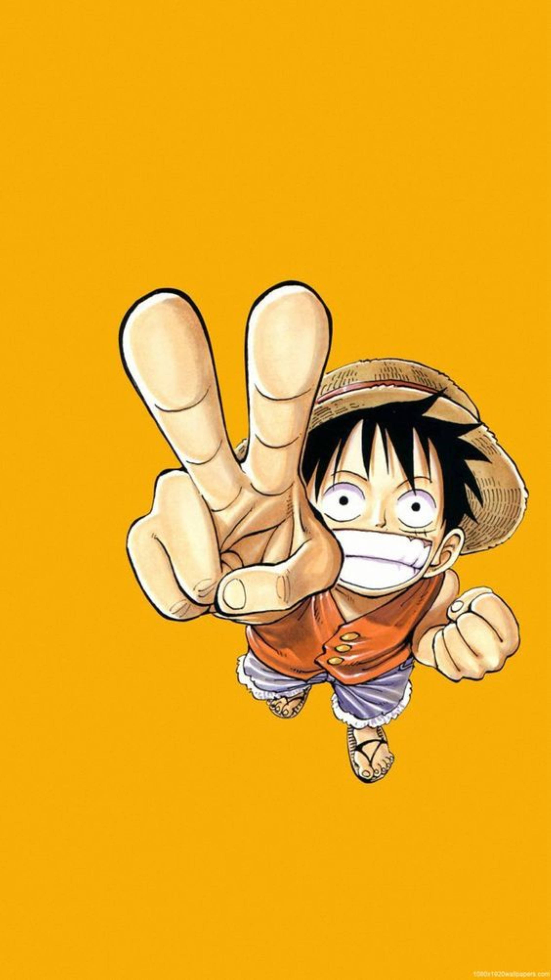 Monkey D Luffy, straw hat, peace sign, 4K Phone Wallpaper
