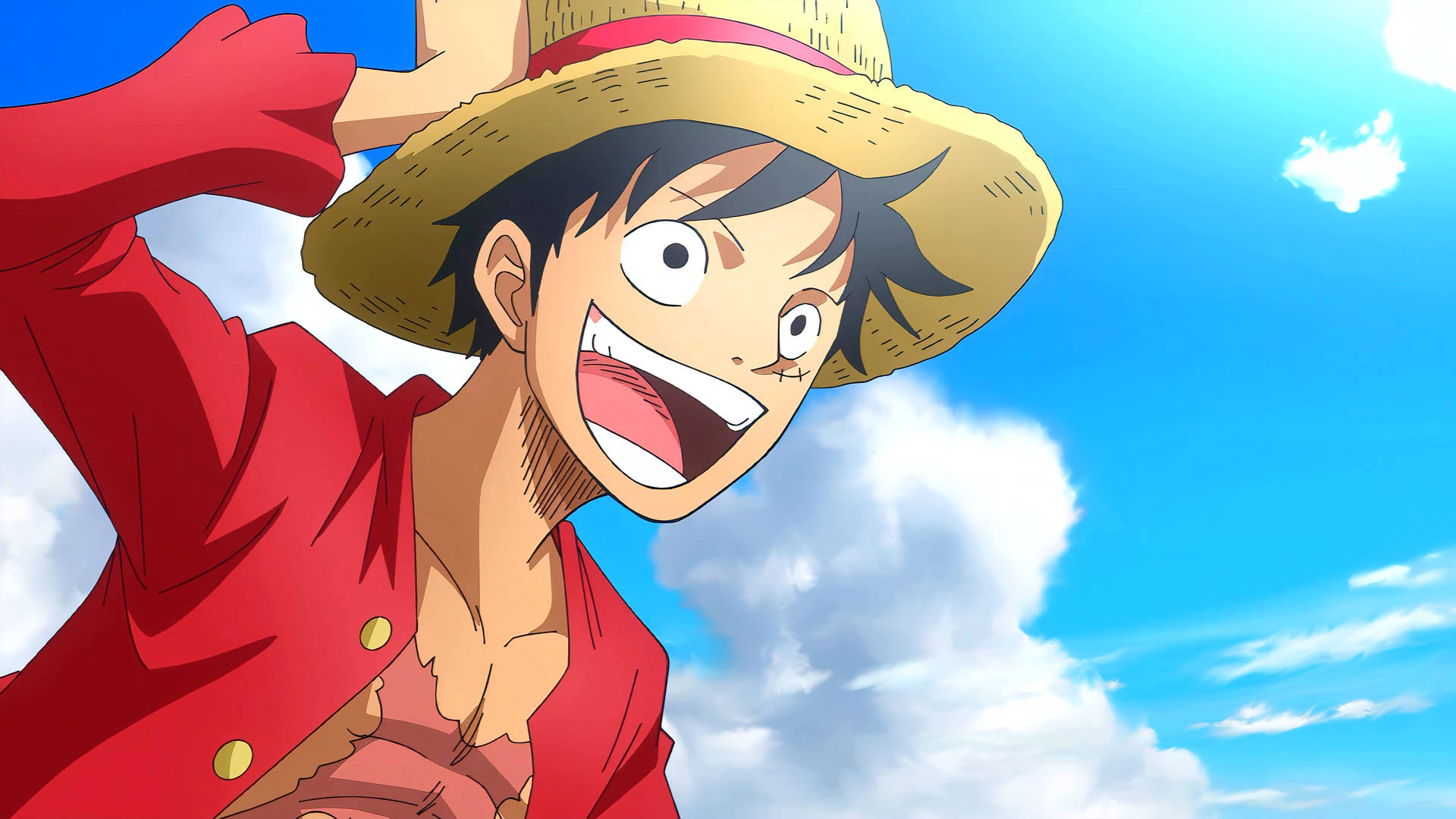Monkey D Luffy, straw hat, red coat, Full HD Desktop Wallpaper