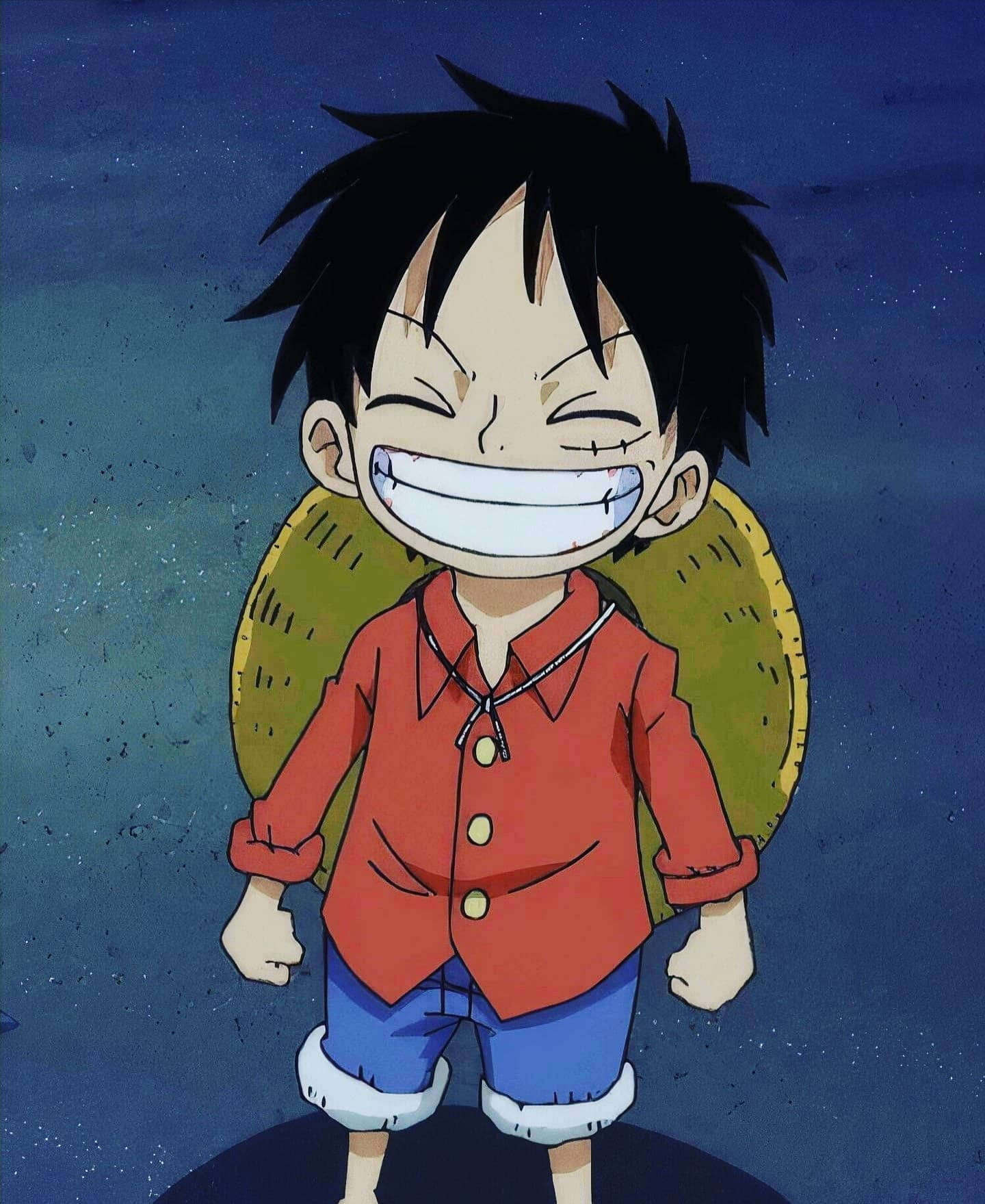 Monkey D Luffy, red shirt, blue shorts, HD Phone Wallpaper