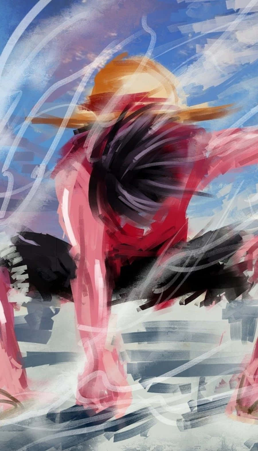 Monkey D Luffy, straw hat, red shirt, HD Phone Wallpaper