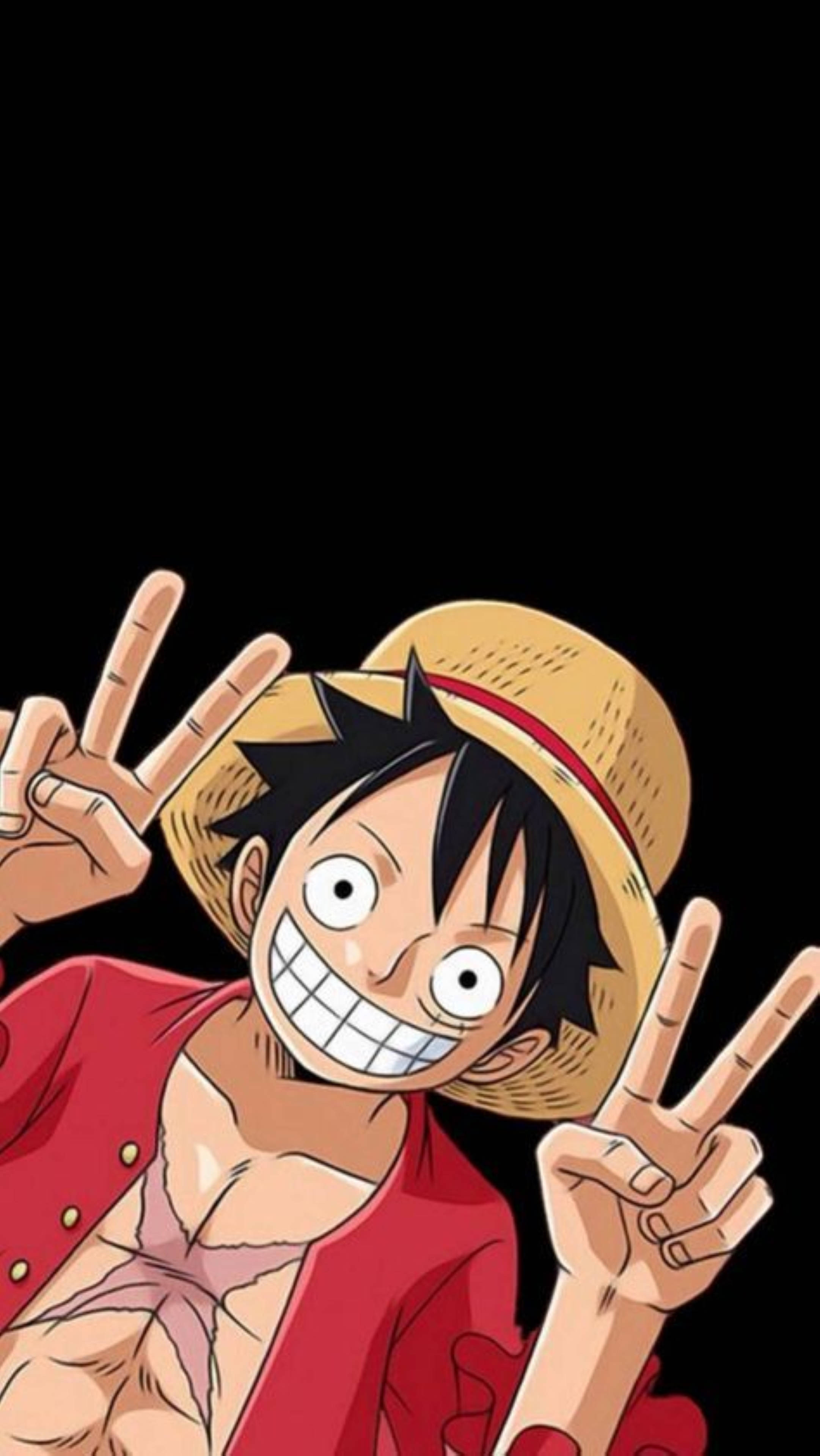 Monkey D Luffy, straw hat, peace signs, 4K Phone Wallpaper