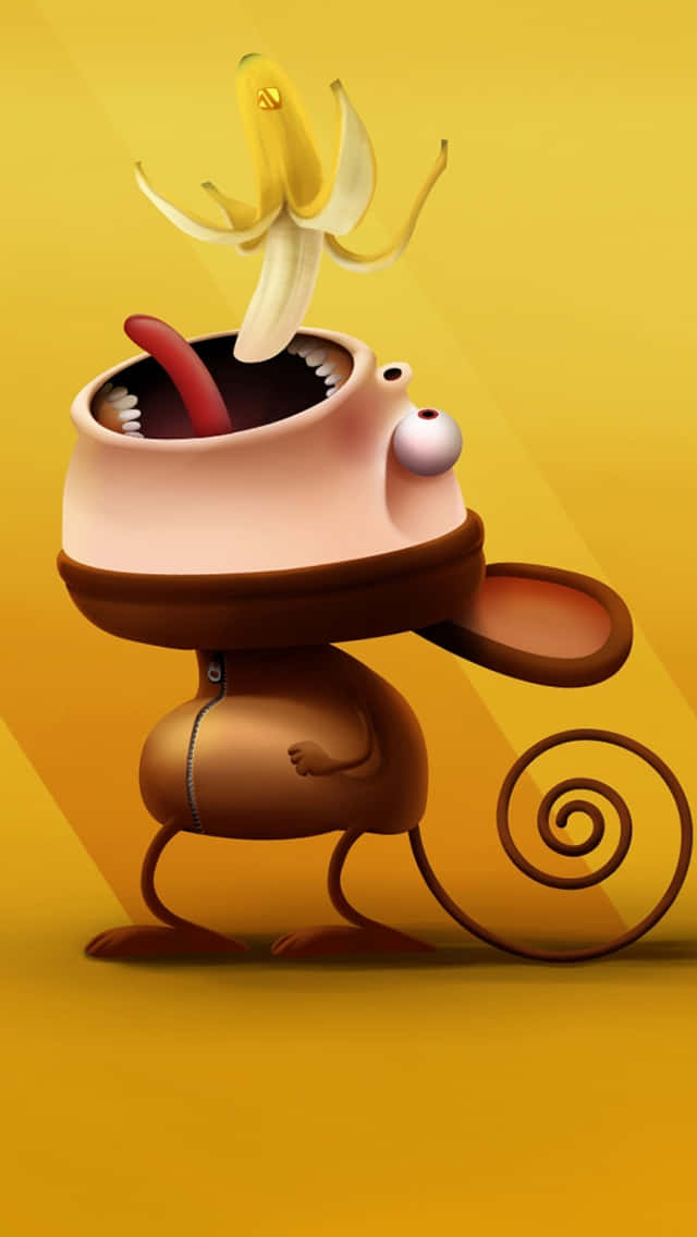 cartoon monkey, pot costume, banana peel, SD Phone Wallpaper