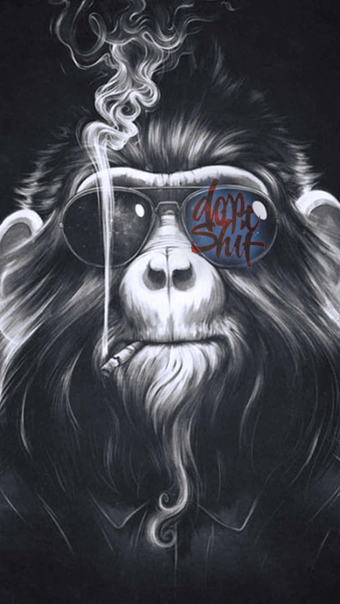 monkey iPhone, smiling monkey emblem, sunglasses, Full HD Phone Wallpaper