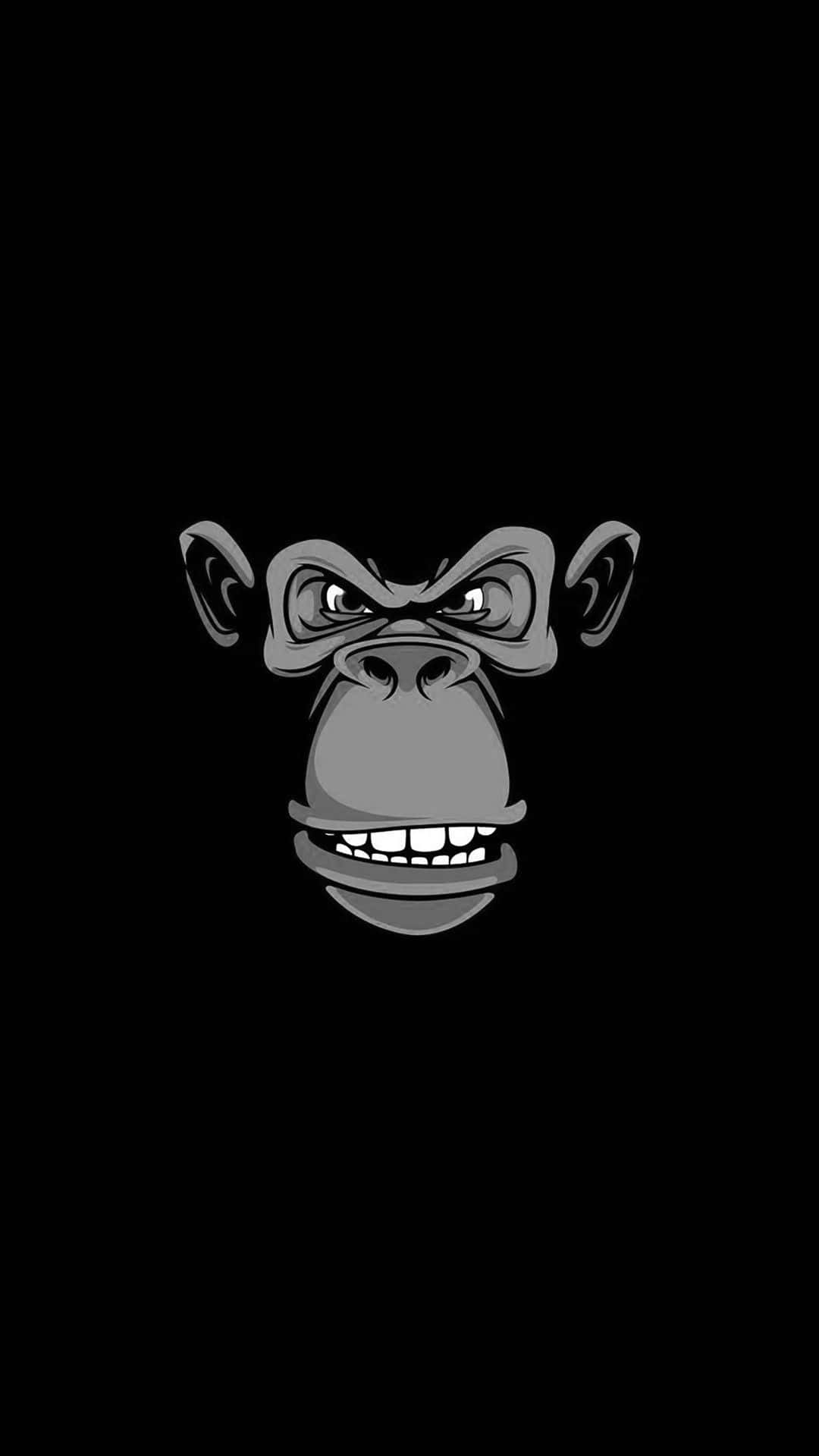 monkey, black background, gray monkey face, Full HD Phone Wallpaper