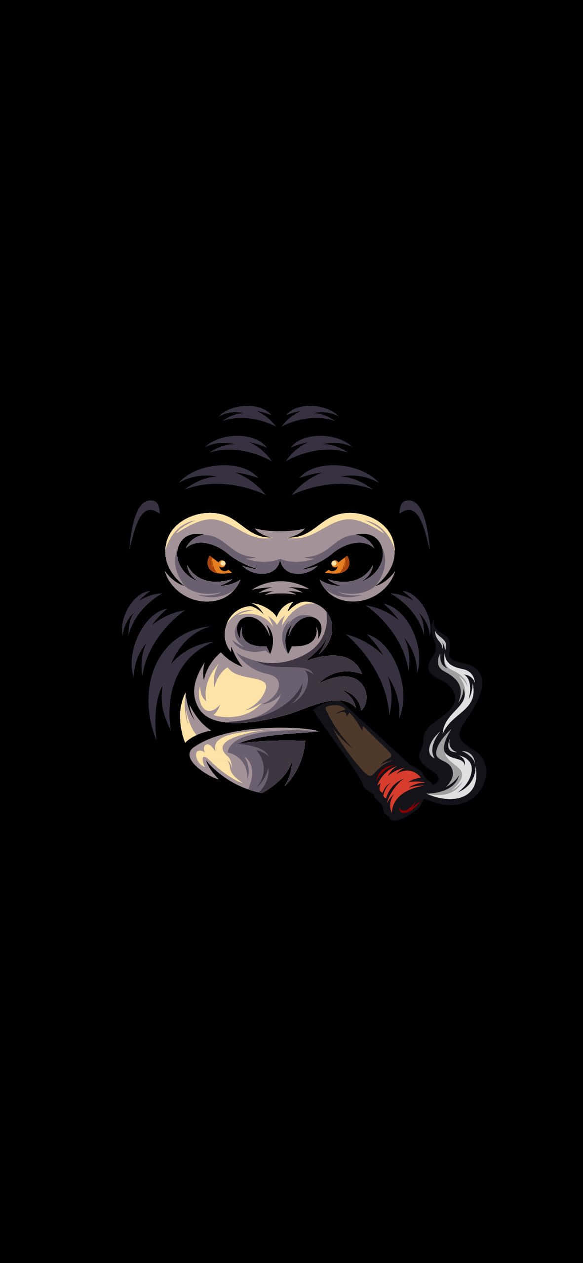 Monkey iPhone, gorilla, glowing orange eyes, Full HD Phone Wallpaper