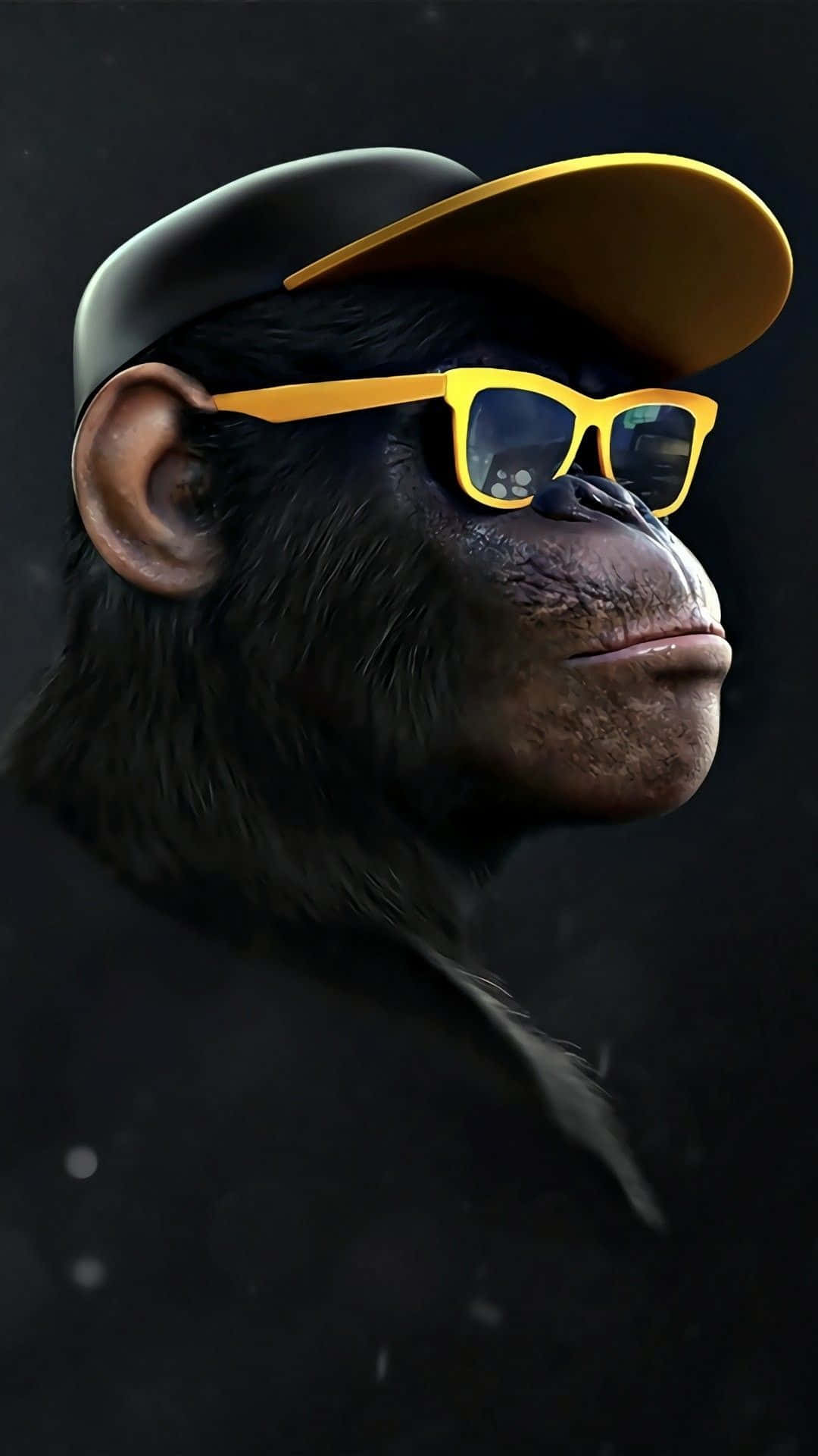 Monkey iPhone, chimpanzee, yellow-capped sunglasses, Full HD Phone Wallpaper