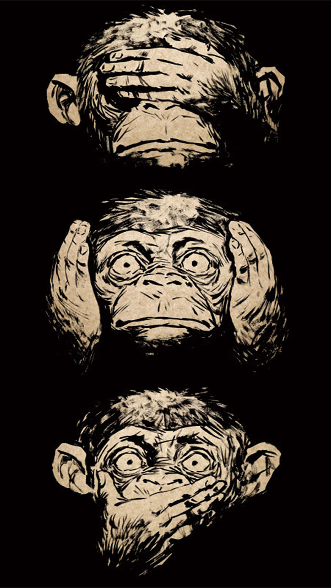 Monkey, iPhone, see no evil hear no evil speak no evil, Full HD Phone Wallpaper
