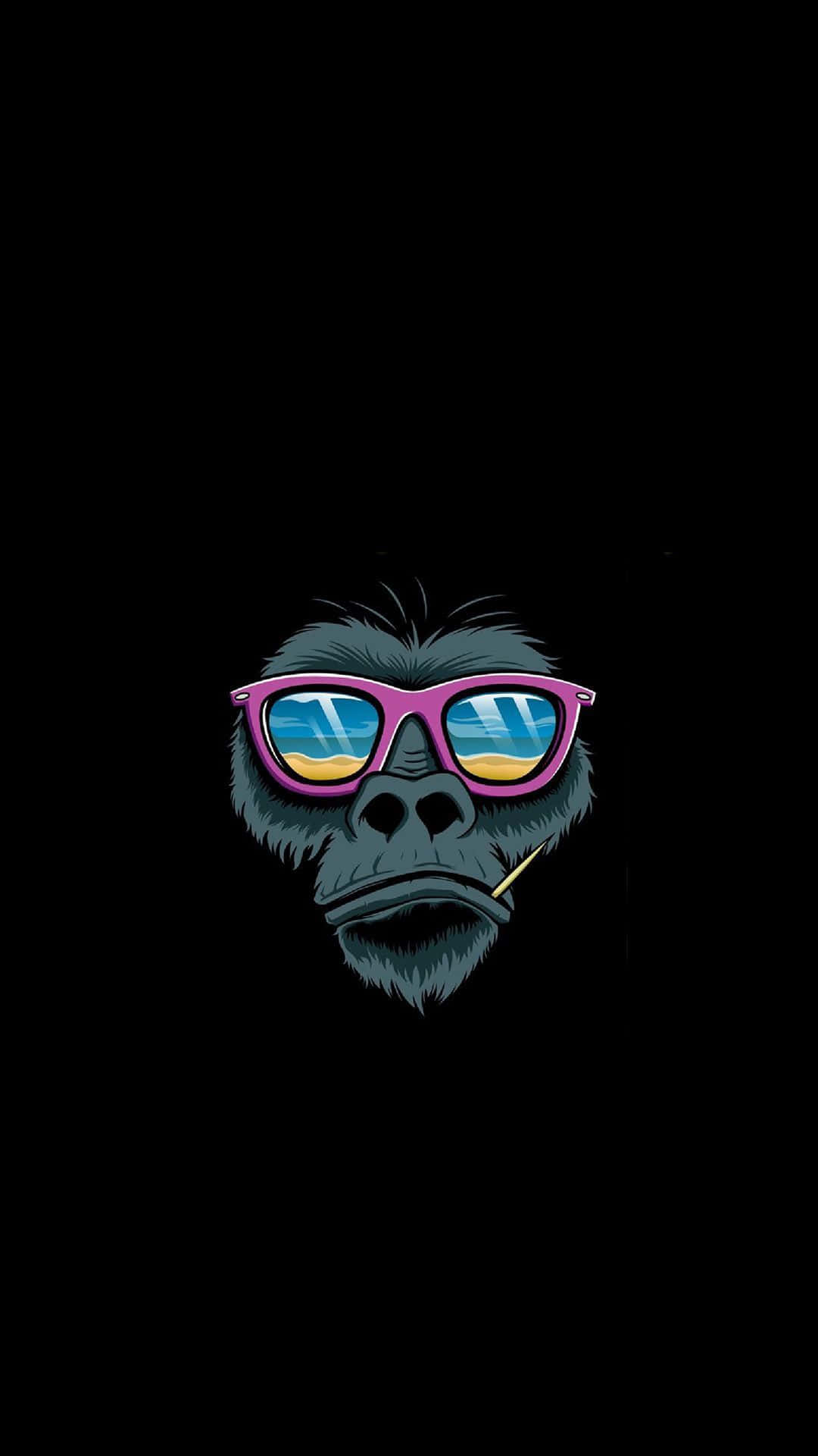 gorilla, pink sunglasses, cigarette, Full HD Phone Wallpaper