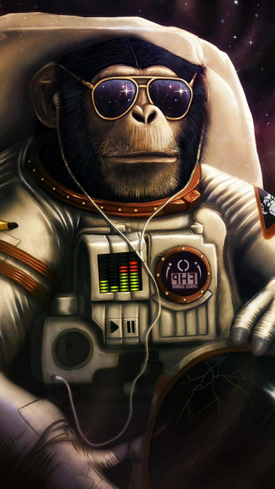 monkey, space suit, reflective sunglasses, Full HD Phone Wallpaper