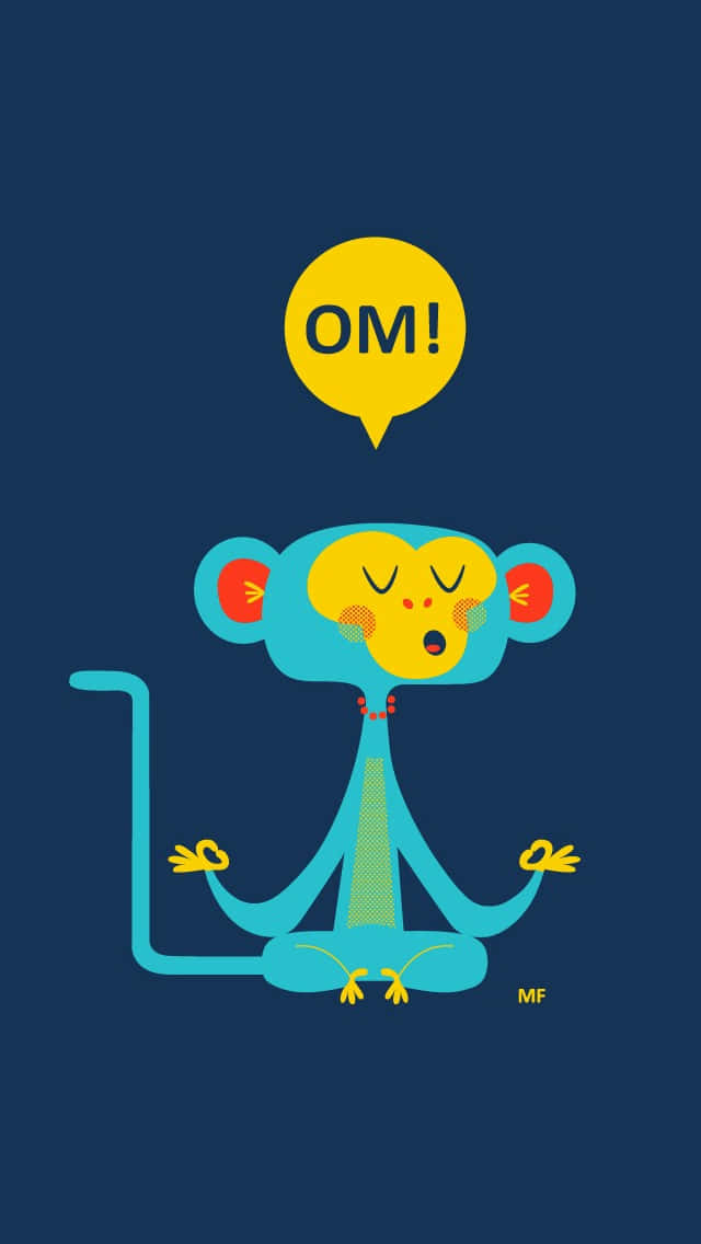 Monkey iPhone, blue monkey, yellow speech bubble, SD Phone Wallpaper