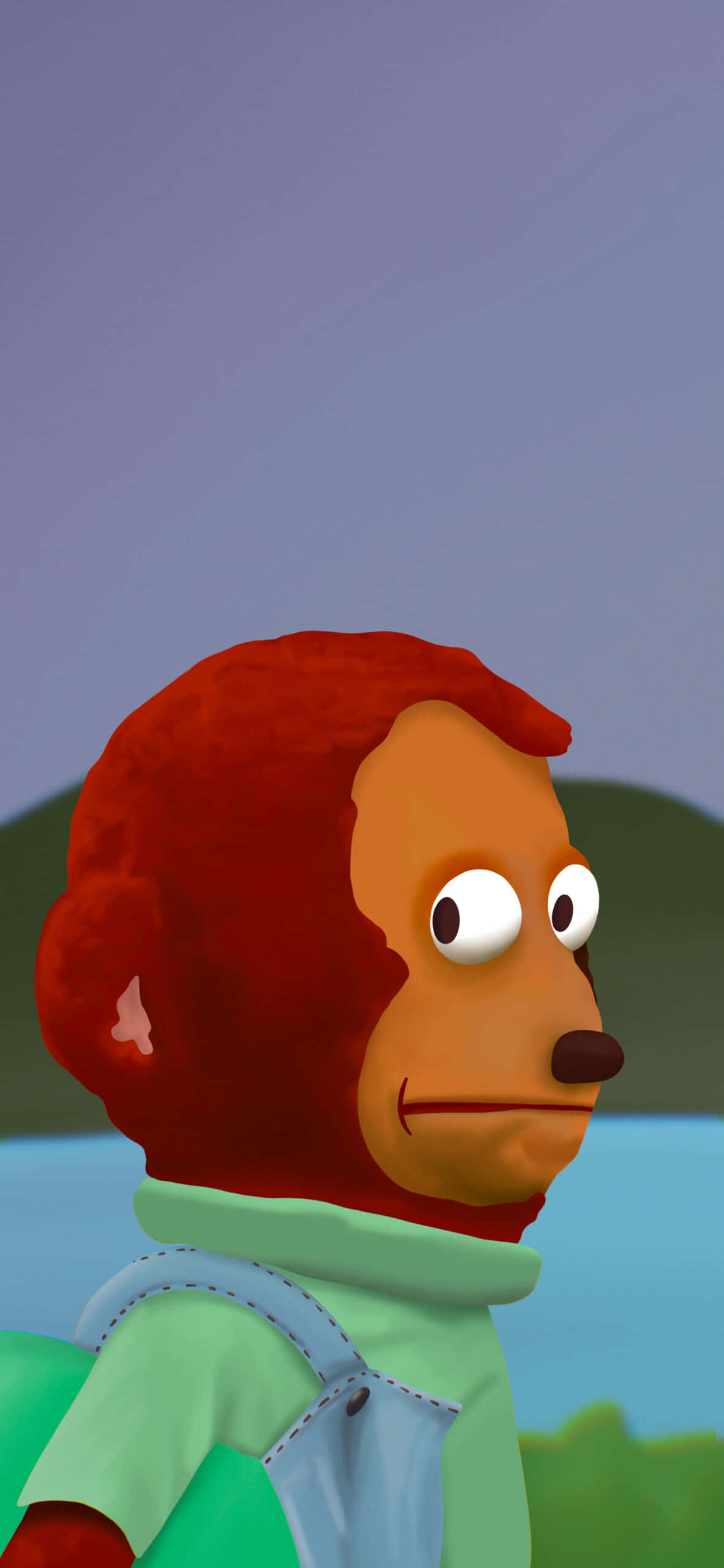 Monkey Meme, red fur, wide eyes, 2K Phone Wallpaper