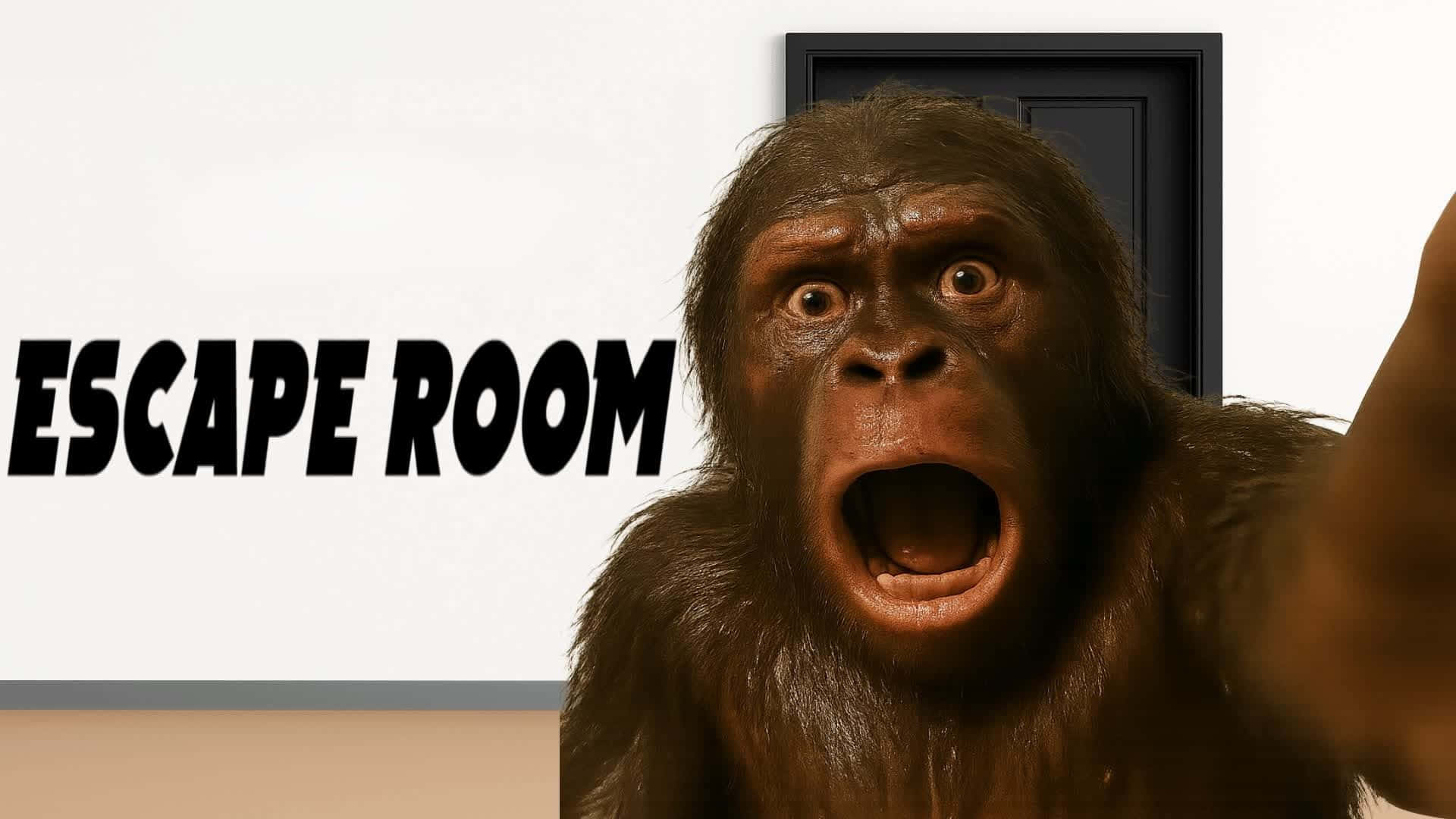 chimpanzee, stark room, door, Full HD Desktop Wallpaper