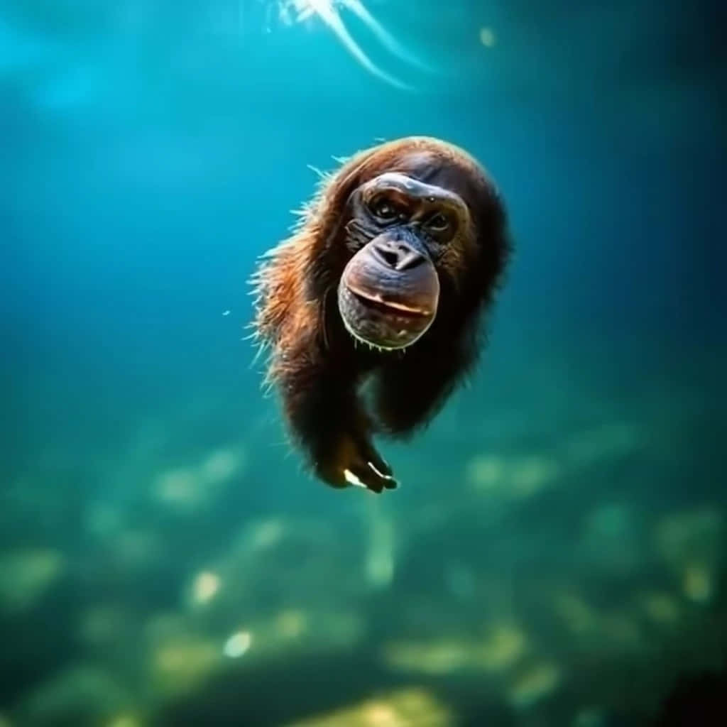orangutan, underwater, sunlight, SD Desktop Wallpaper