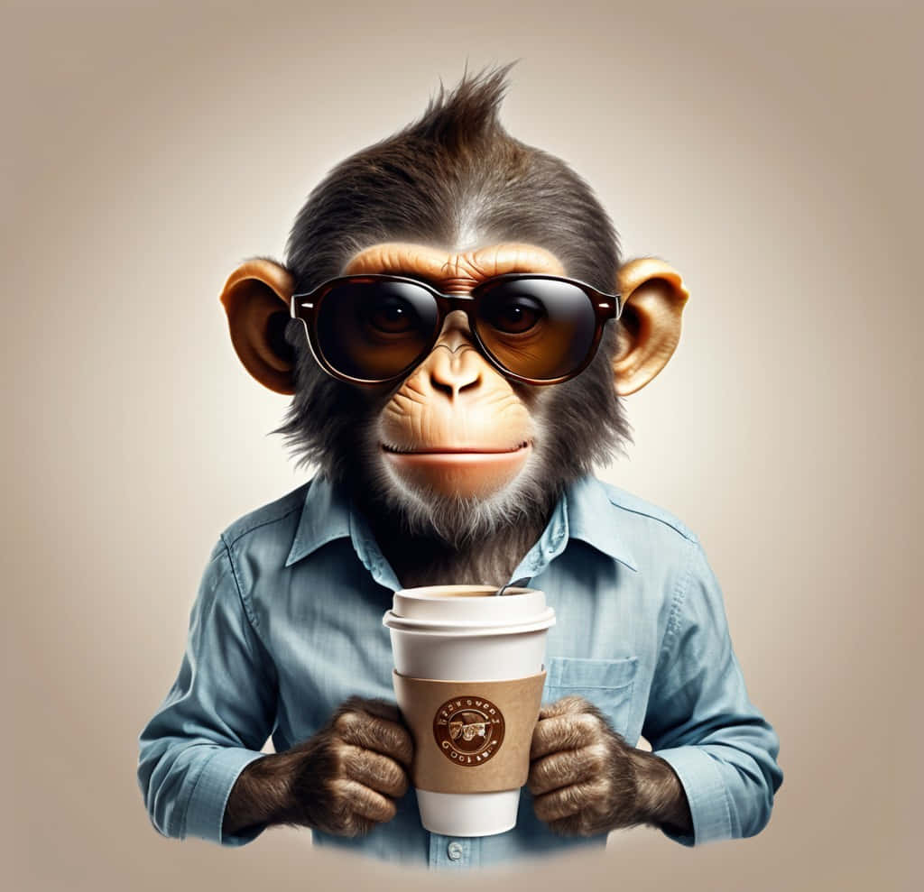 chimpanzee, sunglasses, blue shirt, SD Desktop Wallpaper