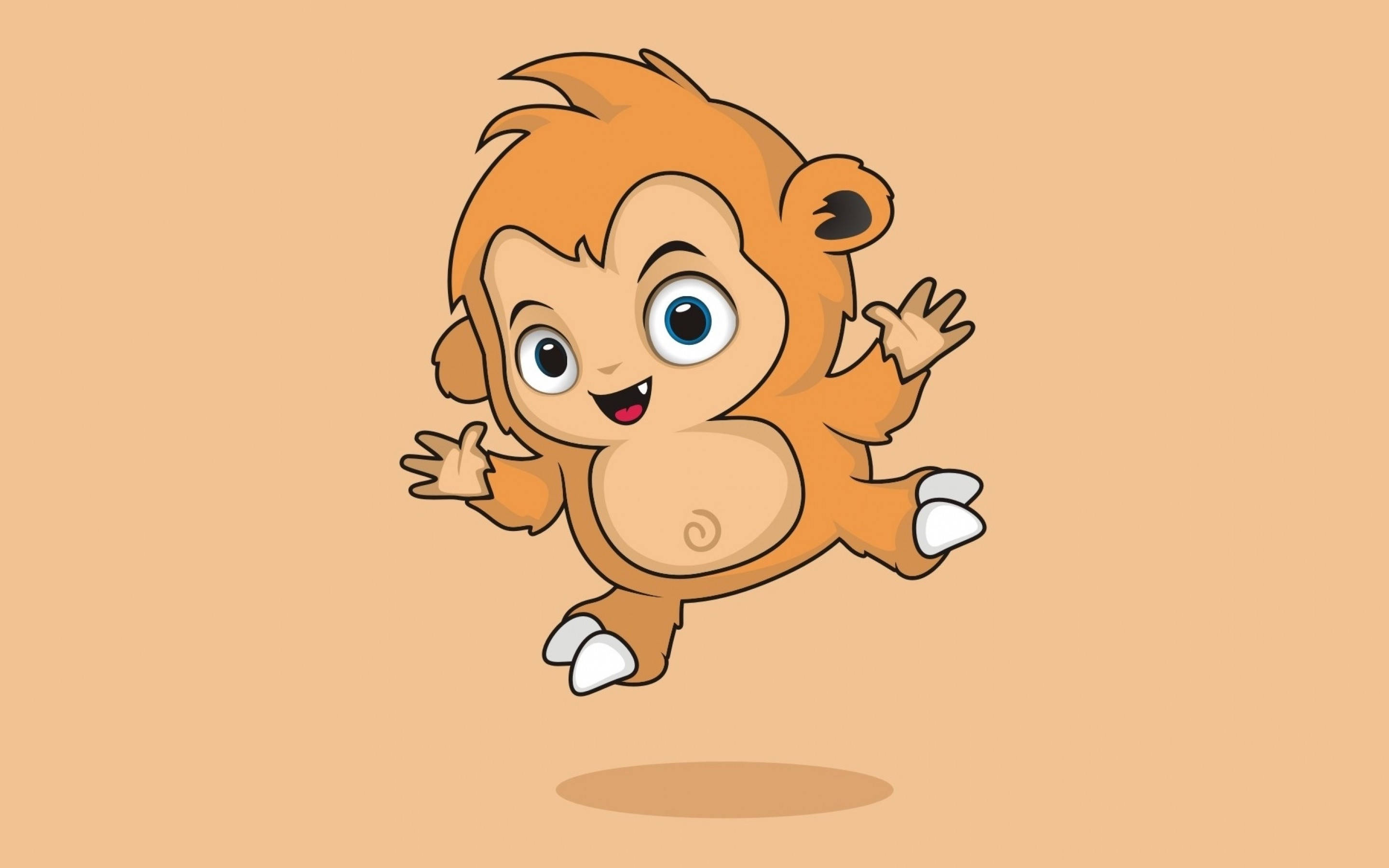 cartoon monkey, big blue eyes, white feet, 2K Desktop Wallpaper
