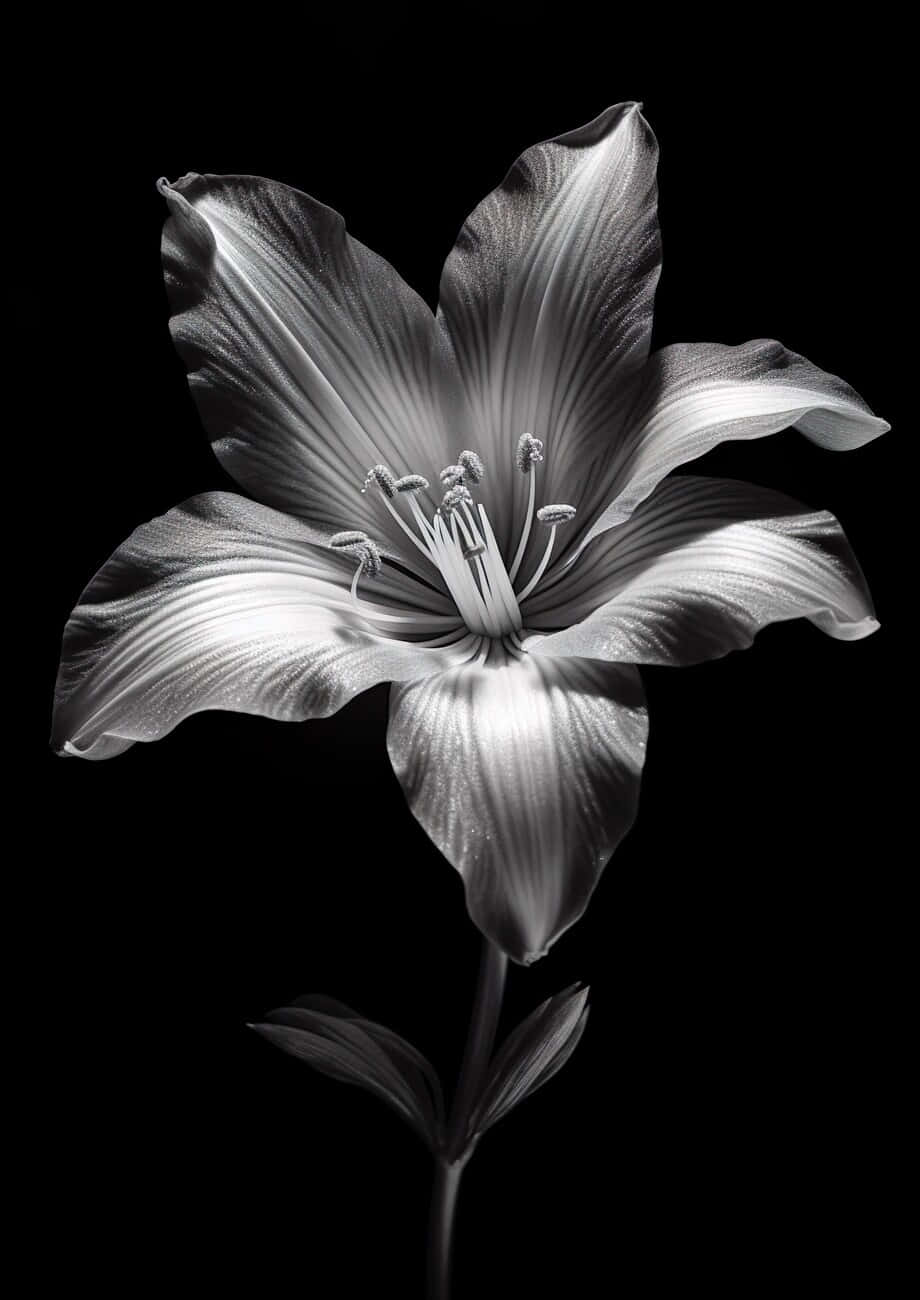 elegant black and white lily, monochrome lily, delicate petals, HD Phone Wallpaper