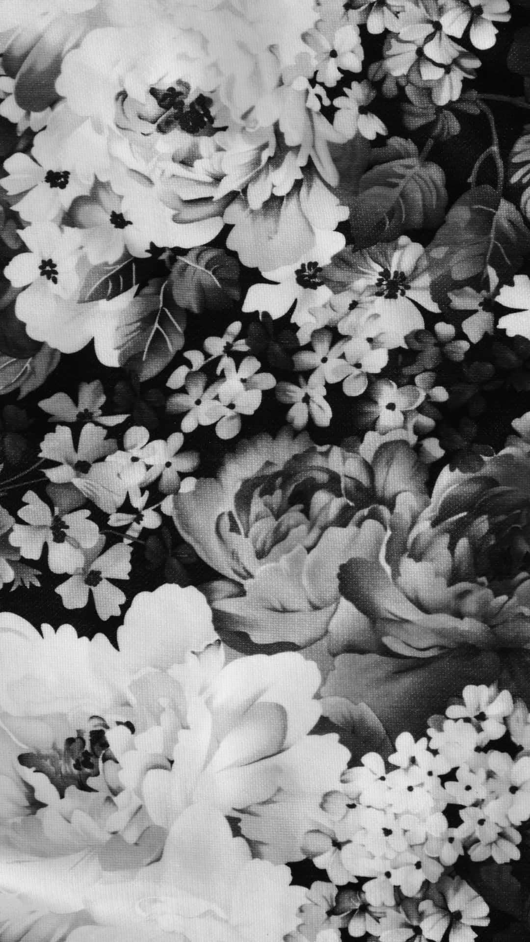 monochrome floral arrangement, peonies, small blossoms, Full HD Phone Wallpaper