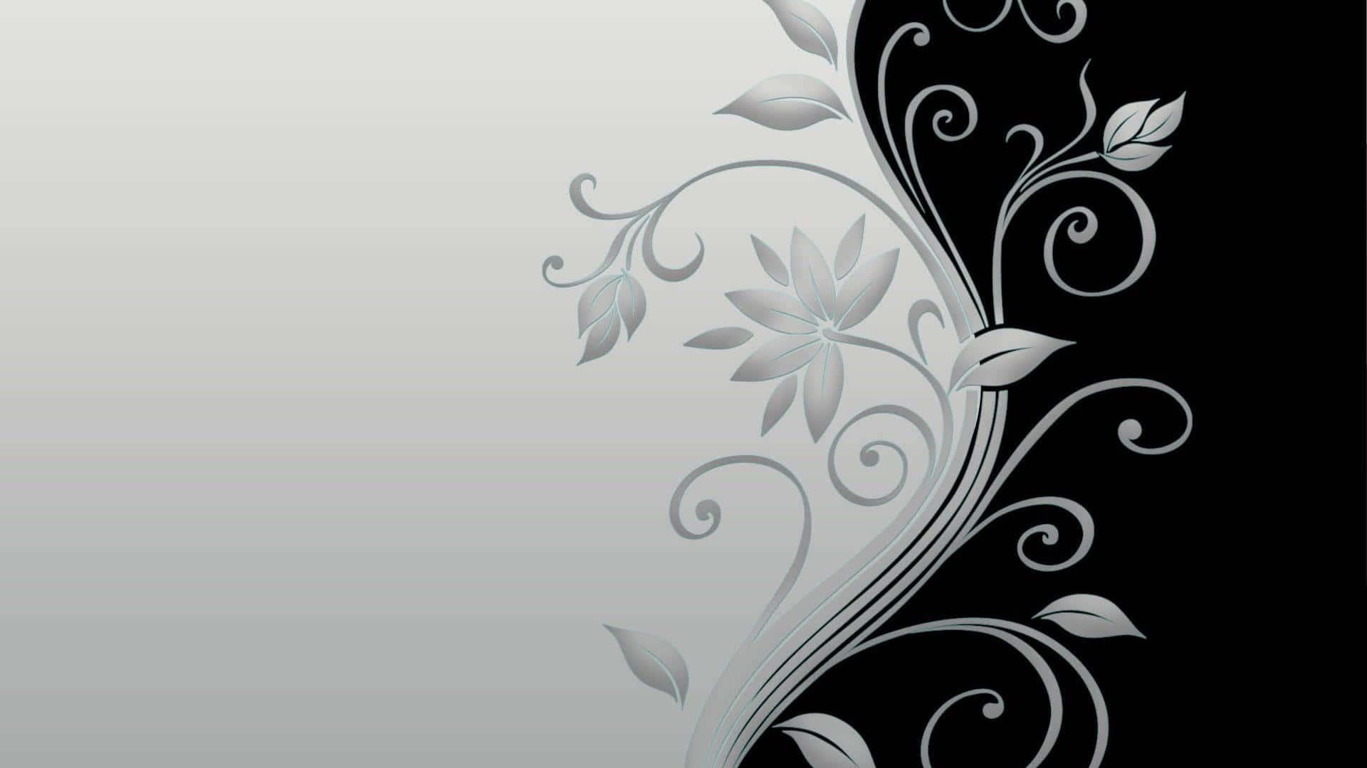 Monochrome Flower, silver, black background, Full HD Desktop Wallpaper