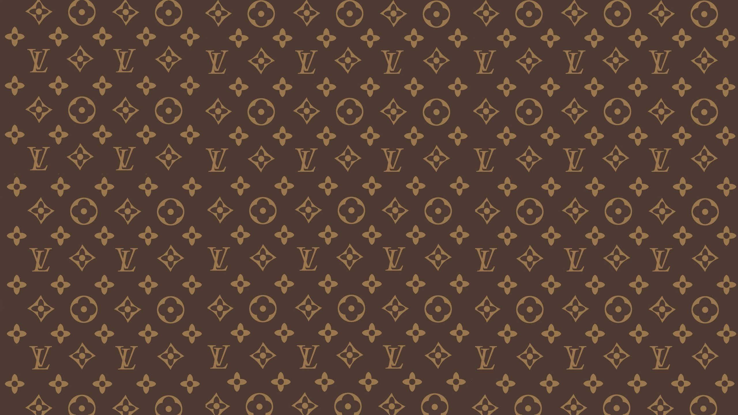 Monogram Desktop, 2560 x 1440, gold LV logos, 2K Desktop Wallpaper