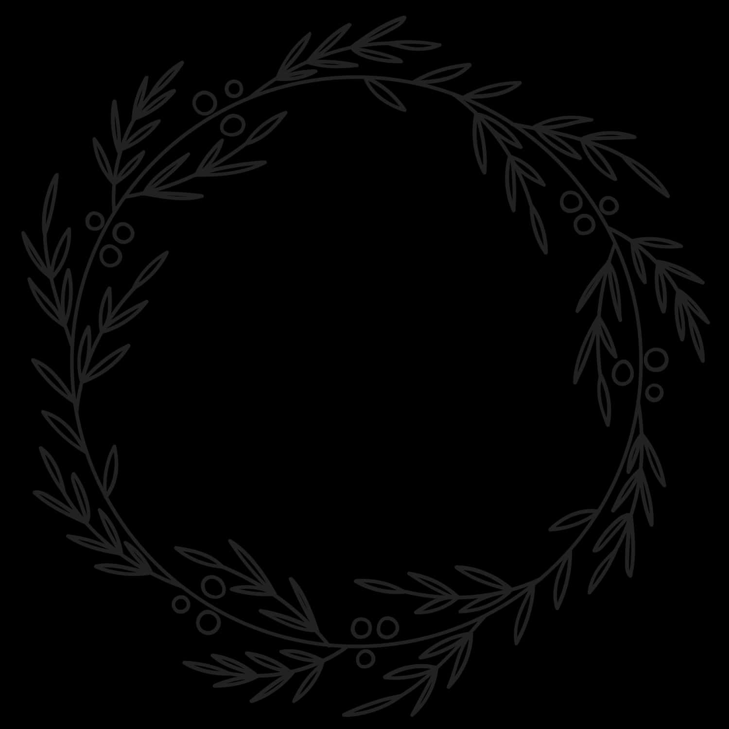 Monogram Desktop, black line drawing, circular laurel wreath, HD Desktop Wallpaper