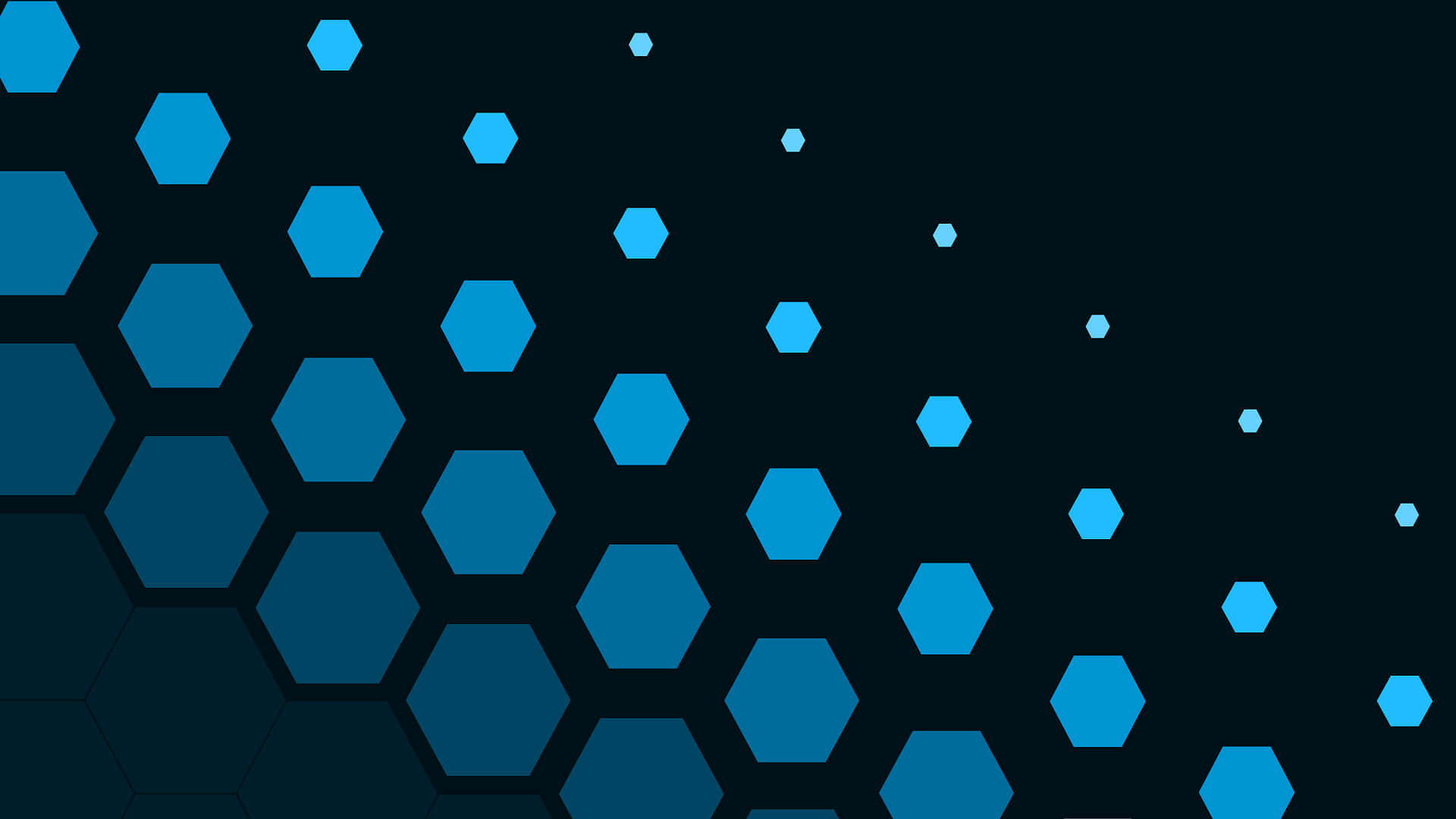 geometric desktop, glowing blue hexagons, black background, Full HD Desktop Wallpaper
