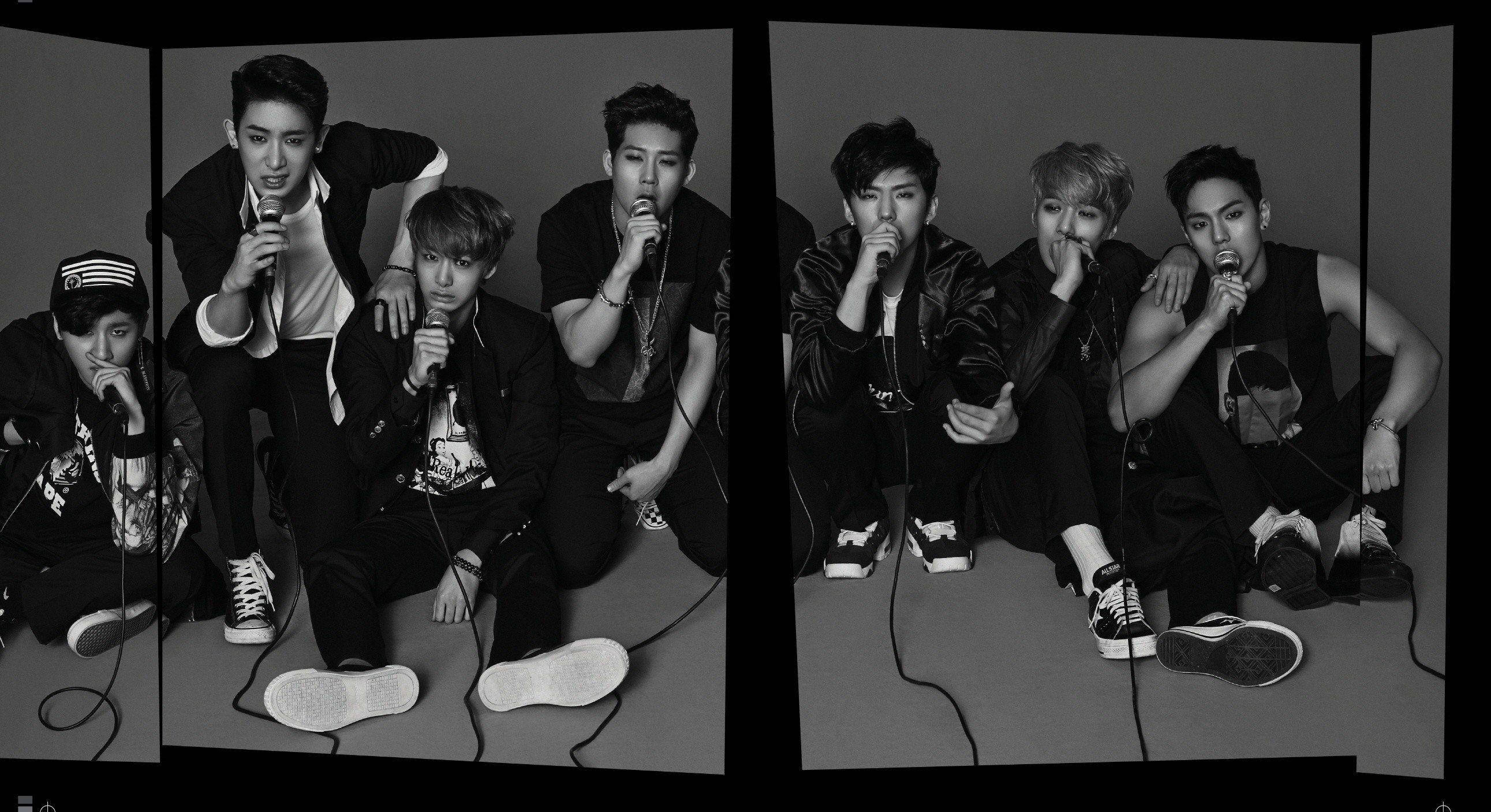 Monsta X, black, white, 2K Desktop Wallpaper