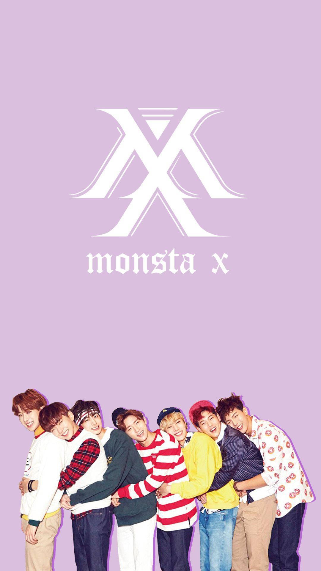 Monsta X, X logo, lavender background, Full HD Phone Wallpaper