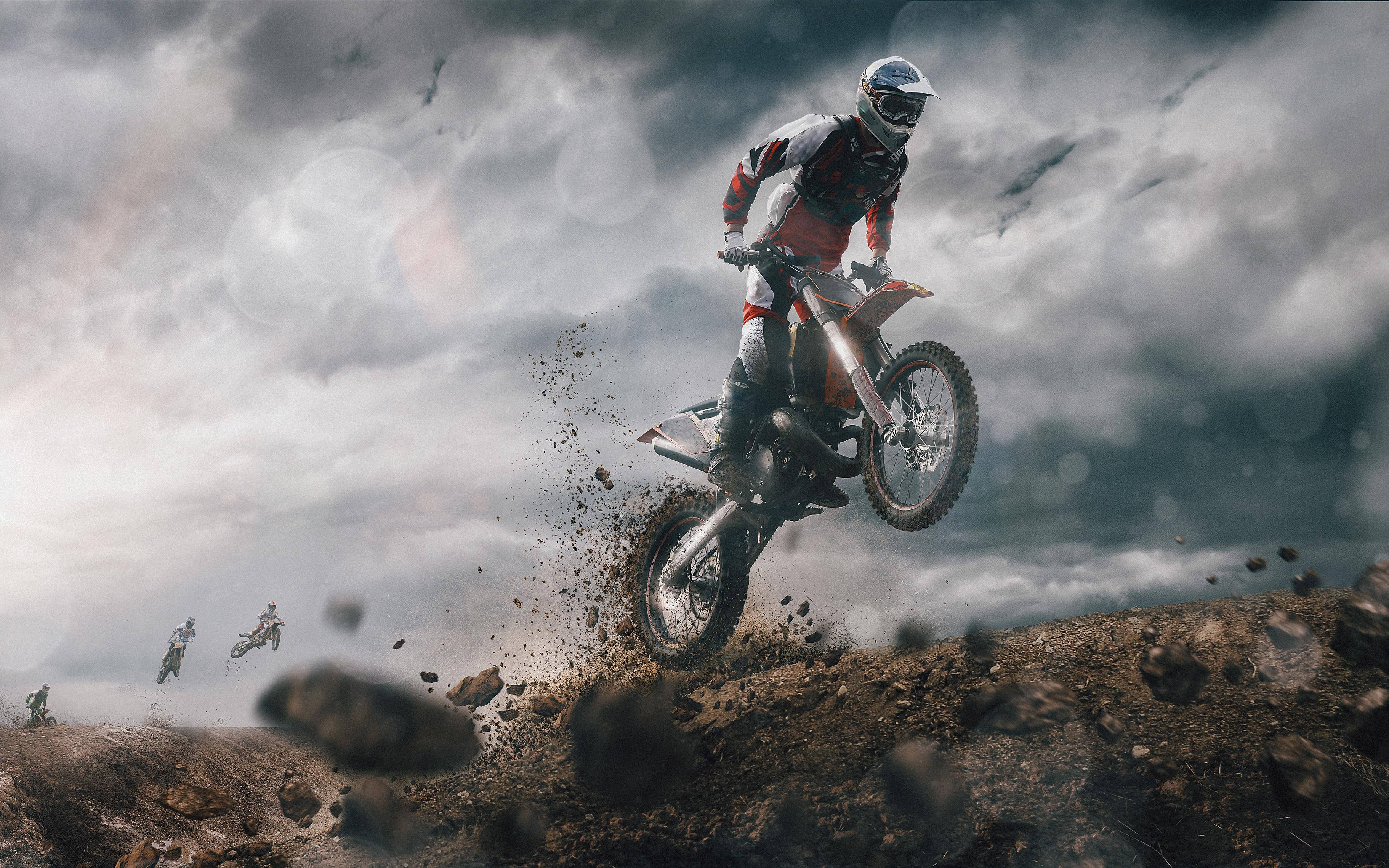 dirt bike, motocross rider, dirt jump, 2K Desktop Wallpaper