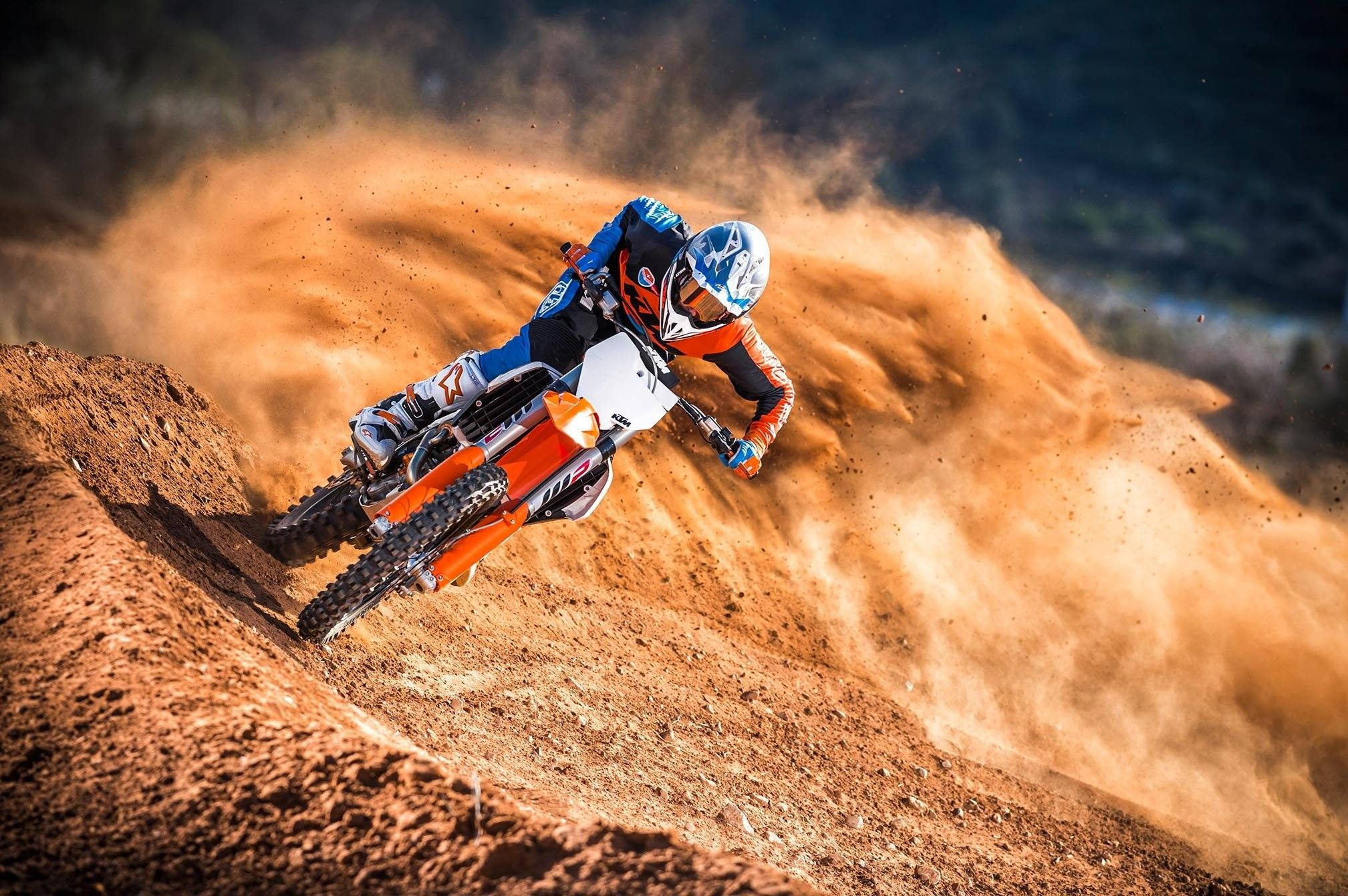 dirt bike, dirt track, motocross rider, Full HD Desktop Wallpaper
