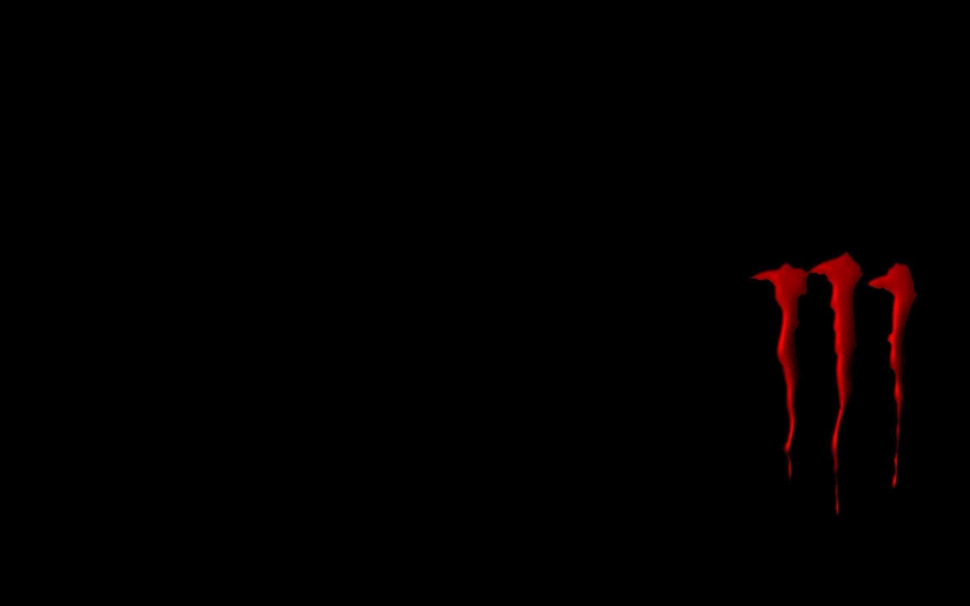 Red Monster Logo, black background, dripping red claw marks, Full HD Desktop Wallpaper