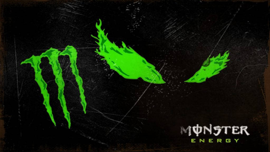 Monster Energy, vibrant green claw mark, flame logo, SD Desktop Wallpaper