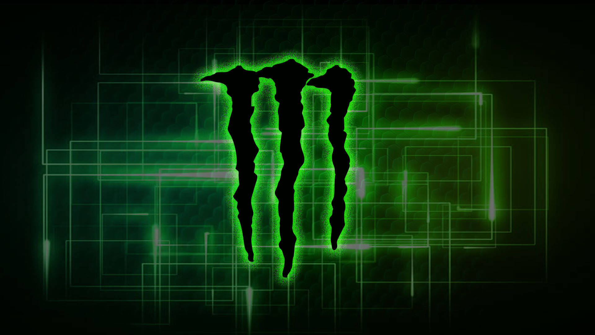 Monster Energy, green lights, glowing green Monster Energy logo, Full HD Desktop Wallpaper