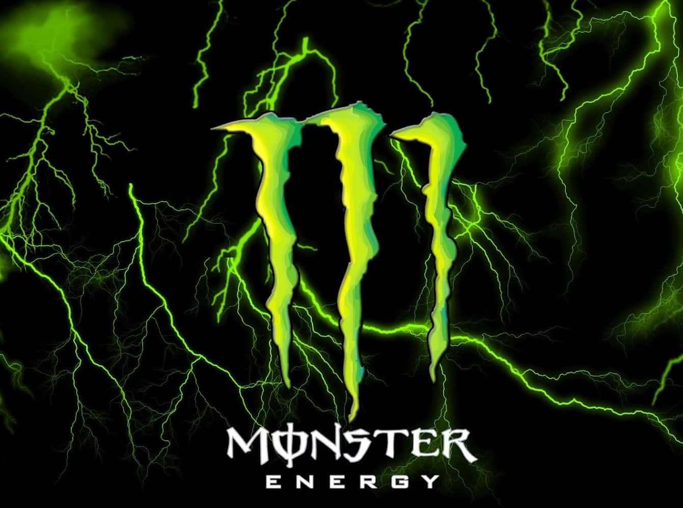 Monster Energy, green lightning, glowing Monster Energy logo, HD Desktop Wallpaper